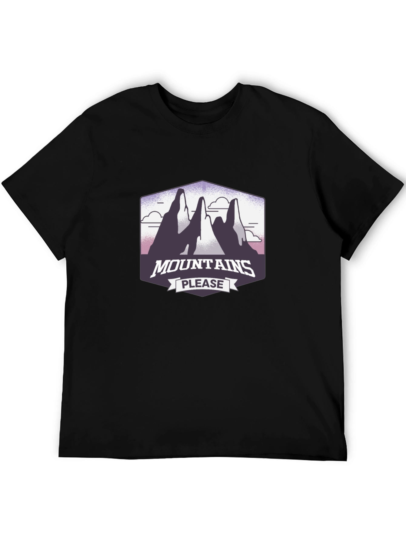 Mountains Please Graphic Tee - Black Cotton T-Shirt