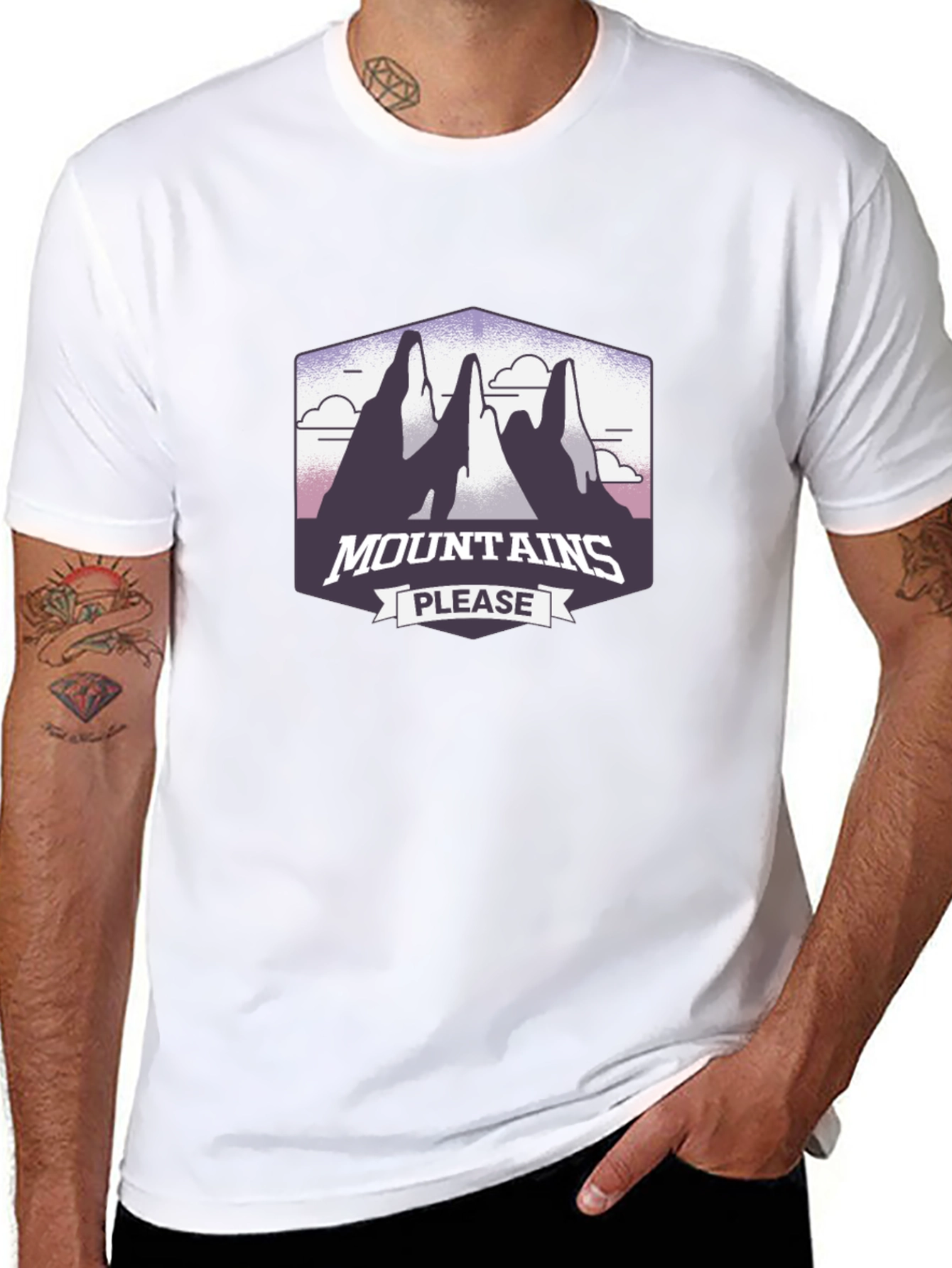 Mountains Please Graphic Tee - Black Cotton T-Shirt