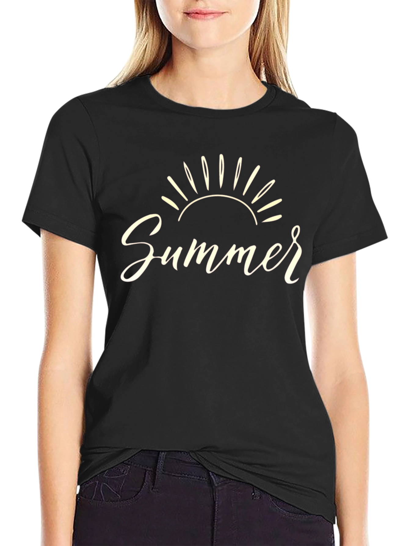 Summer Graphic Tee - Black Crew Neck
