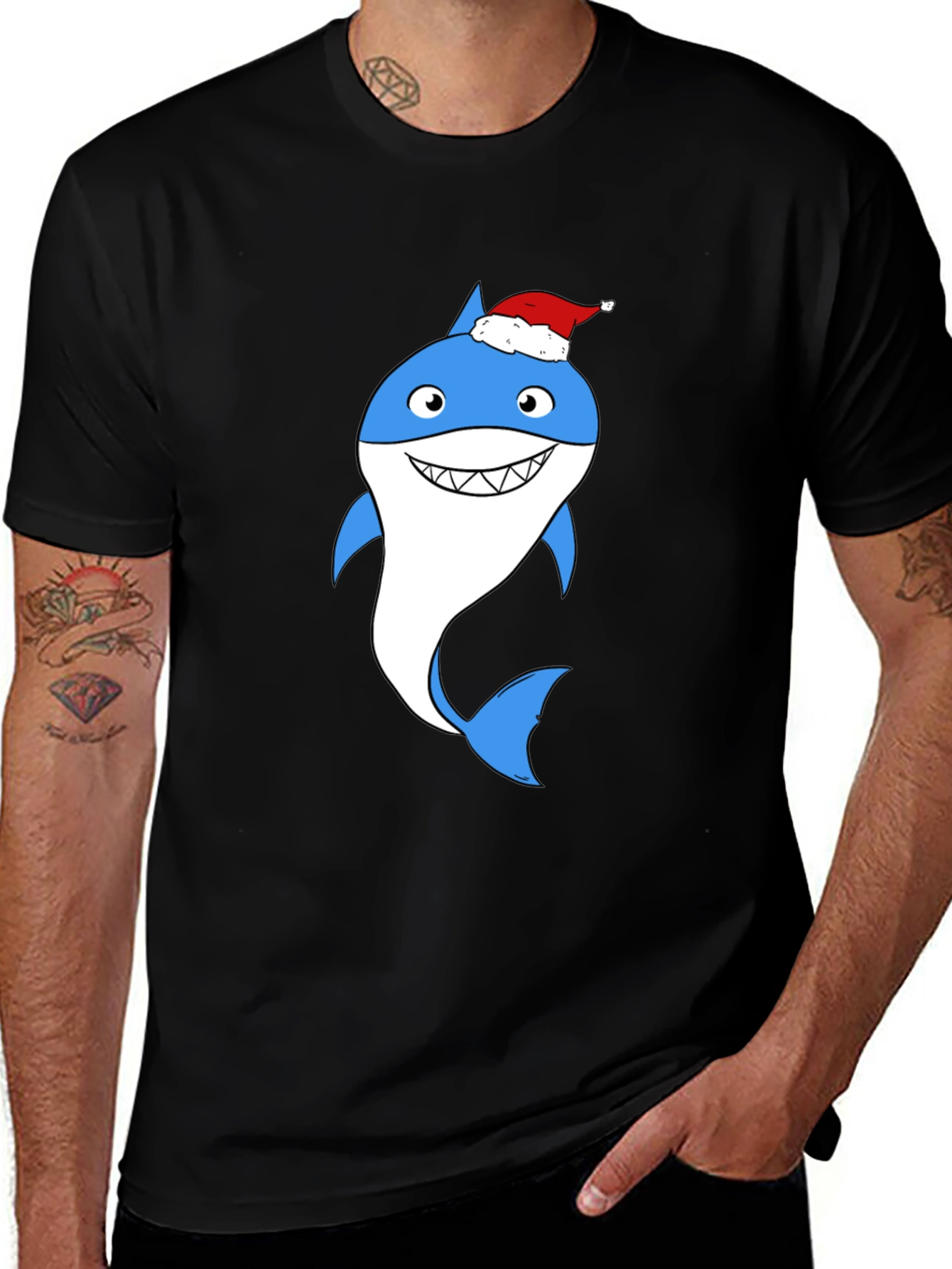 Christmas Shark Graphic Tee - Holiday Fun!