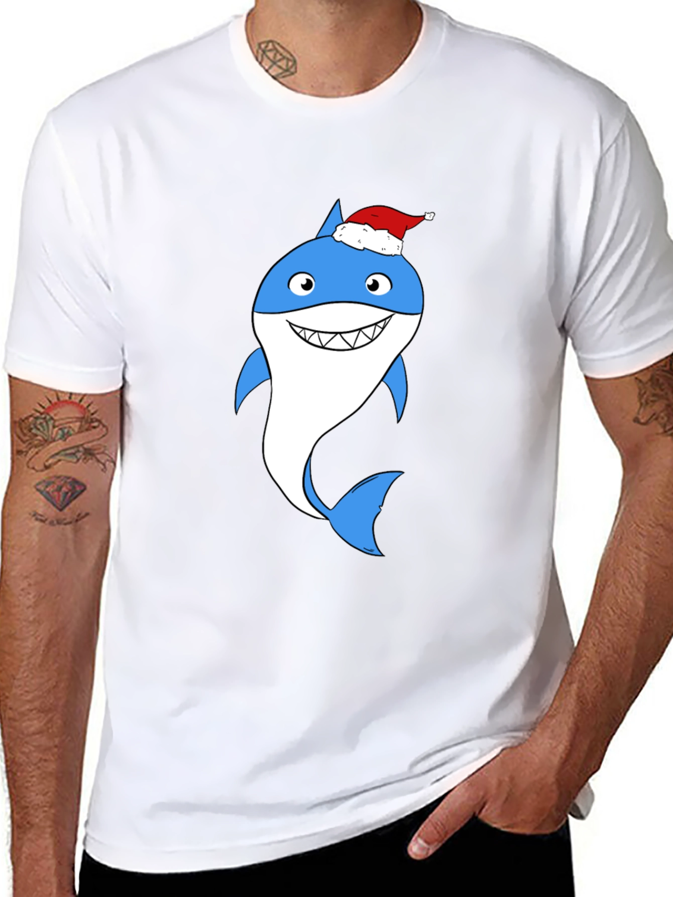 Christmas Shark Graphic Tee - Holiday Fun!