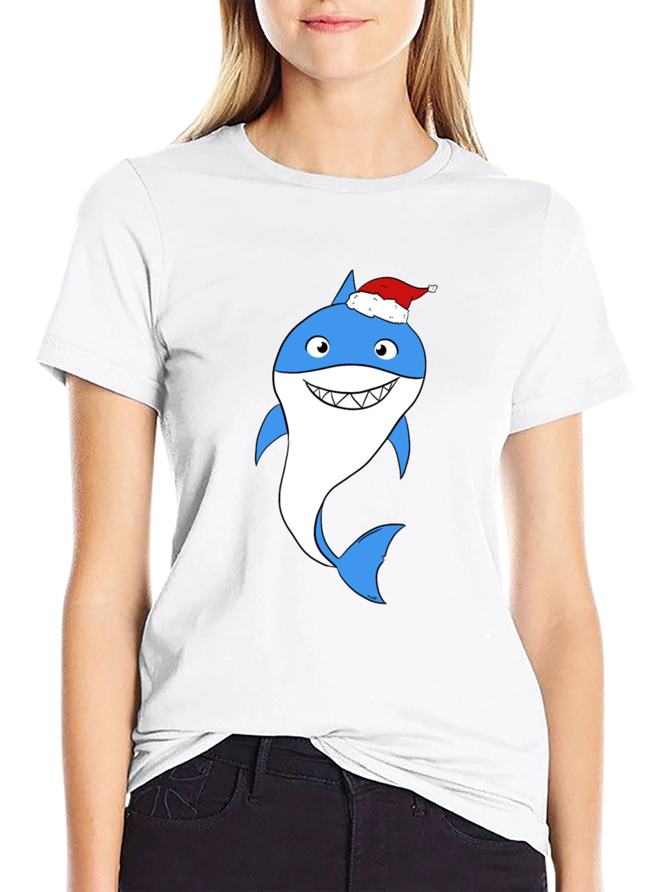 Christmas Shark Graphic Tee - Holiday Fun!