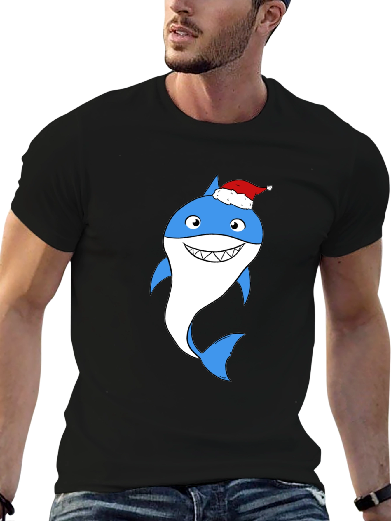 Christmas Shark Graphic Tee - Holiday Fun!