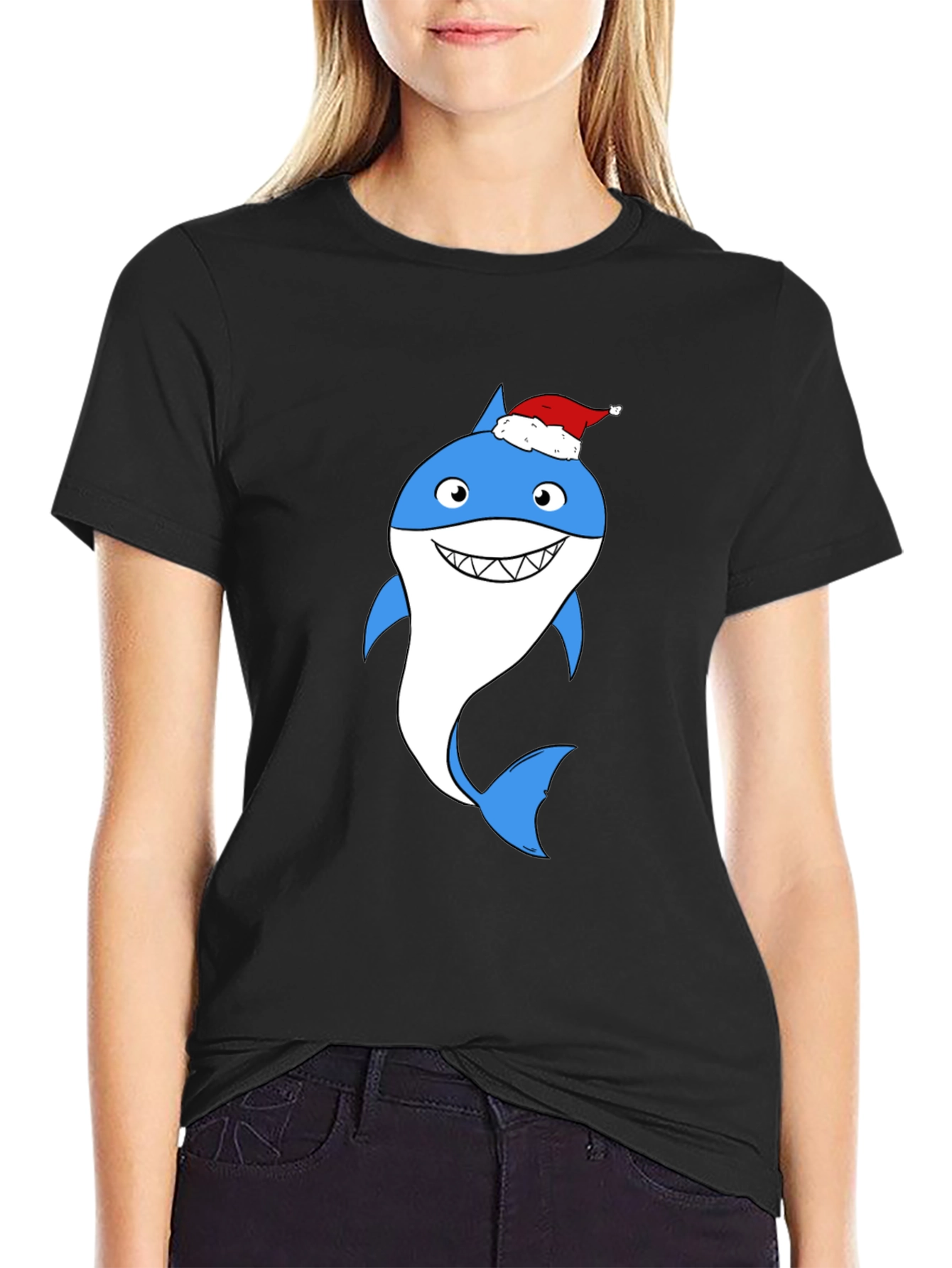 Christmas Shark Graphic Tee - Holiday Fun!