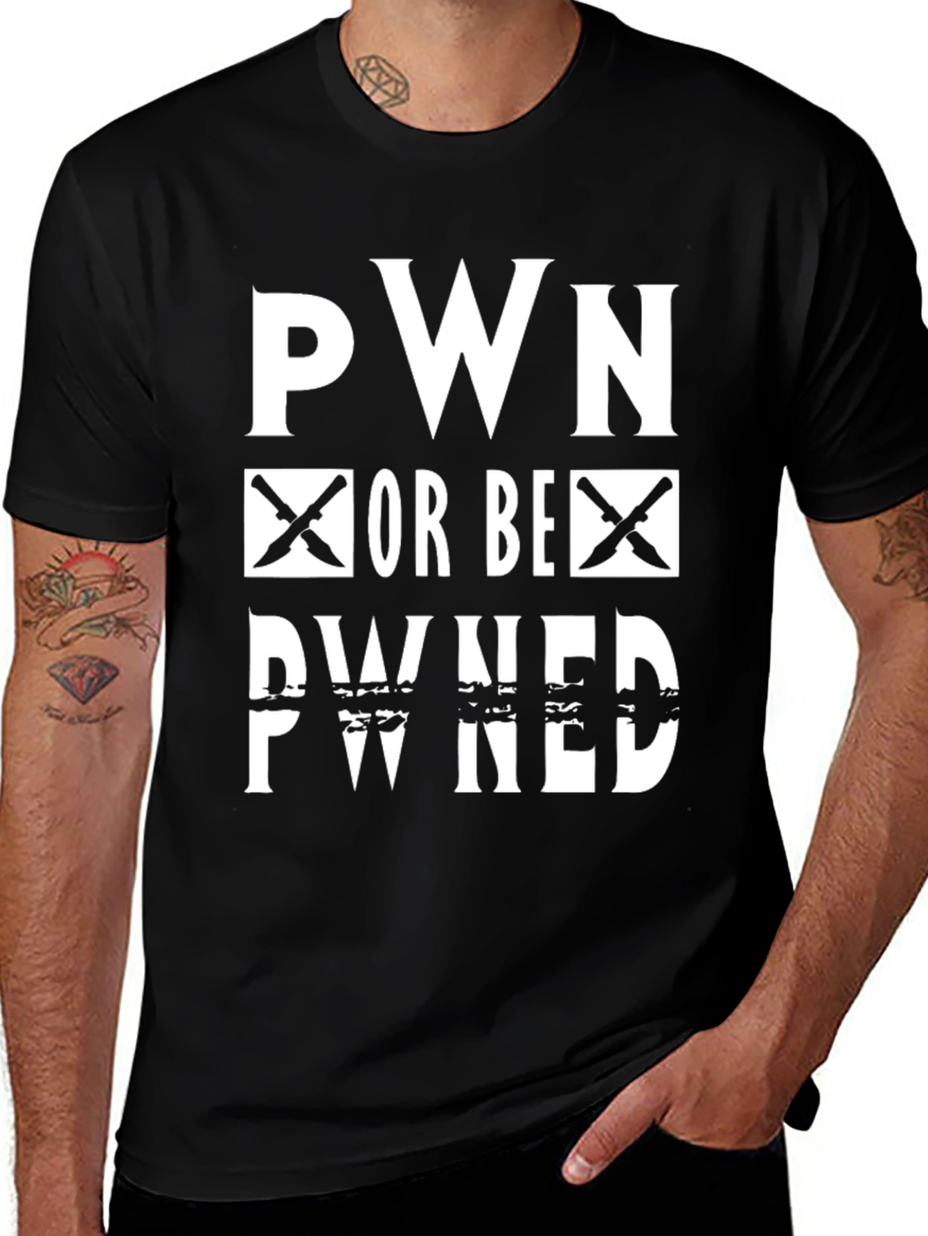 Pwn Or Be Pwned Black Graphic T-Shirt