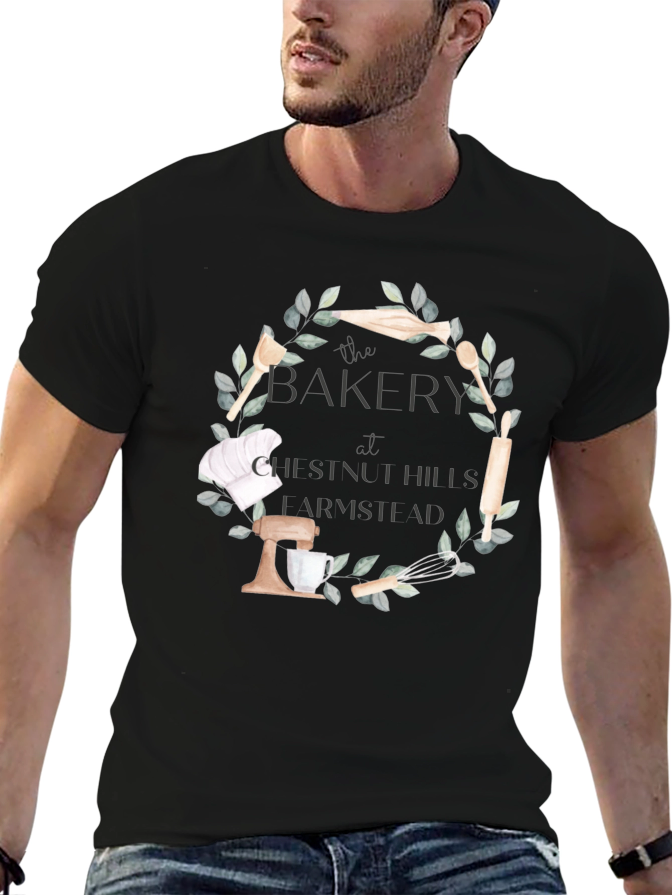 Bakers Wreath T-Shirt - Chestnut Hills Larmshlad Bakery