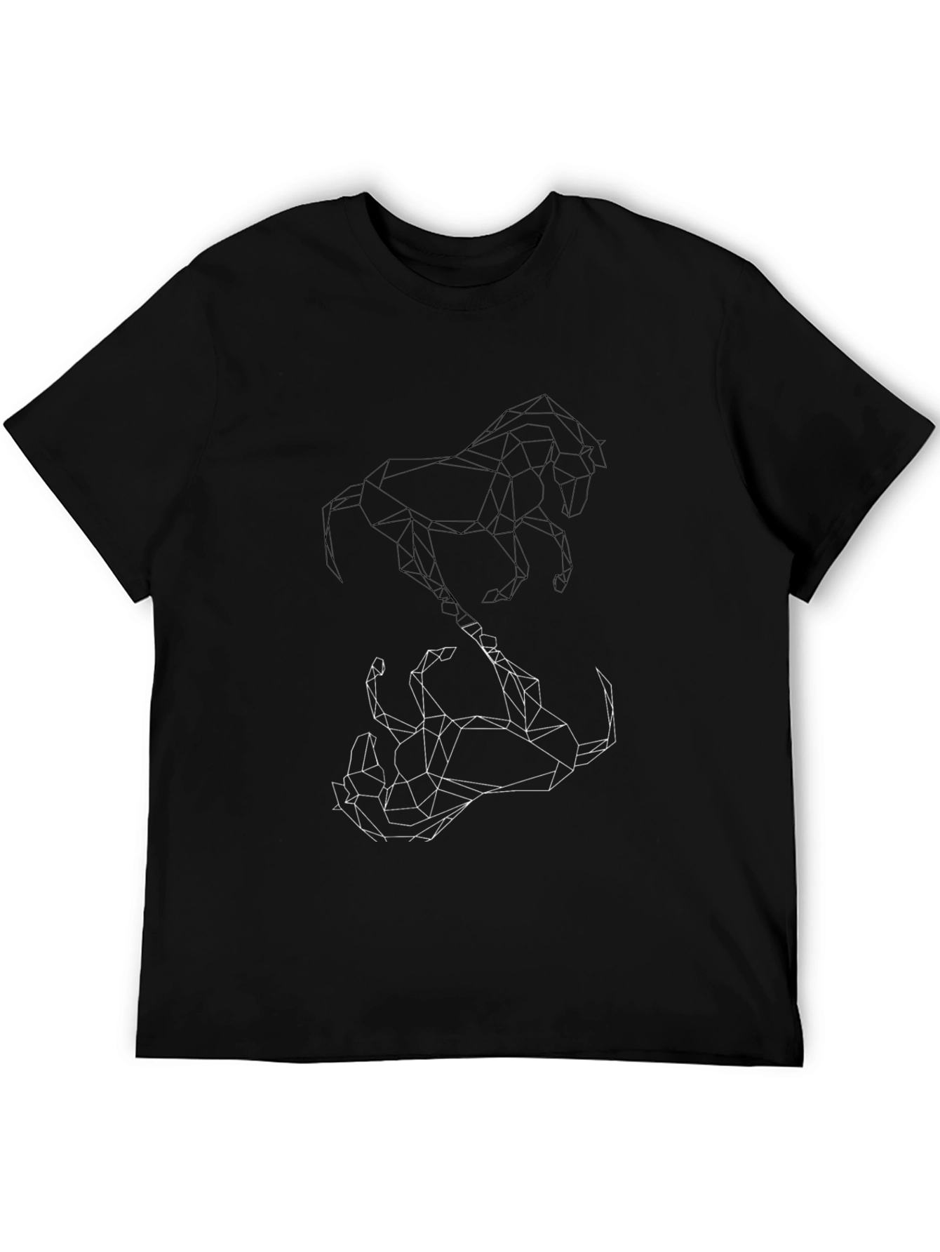 Geometric Horse Graphic Black T-Shirt
