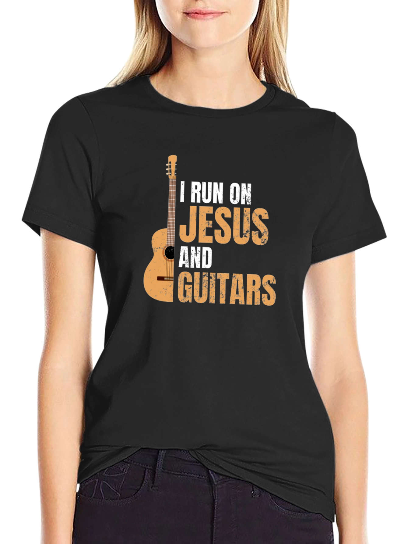 I Run On Jesus & Guitars Graphic T-Shirt