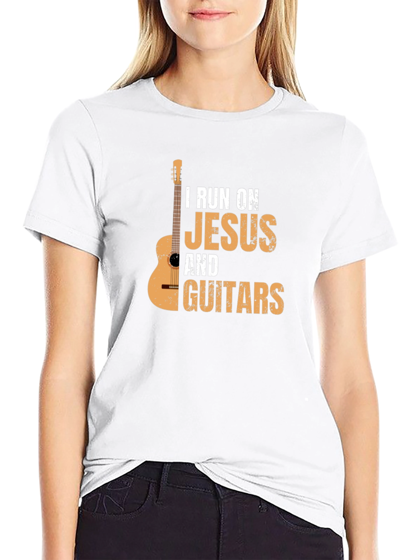 I Run On Jesus & Guitars Graphic T-Shirt