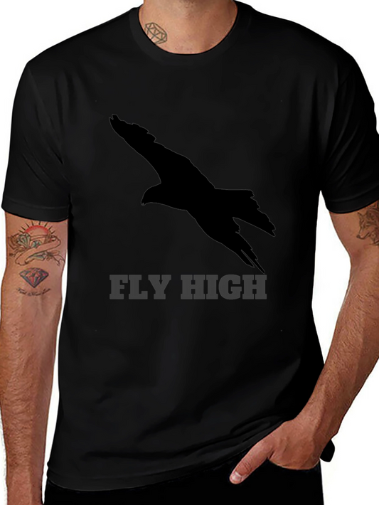 Fly High Eagle Graphic Black T-Shirt