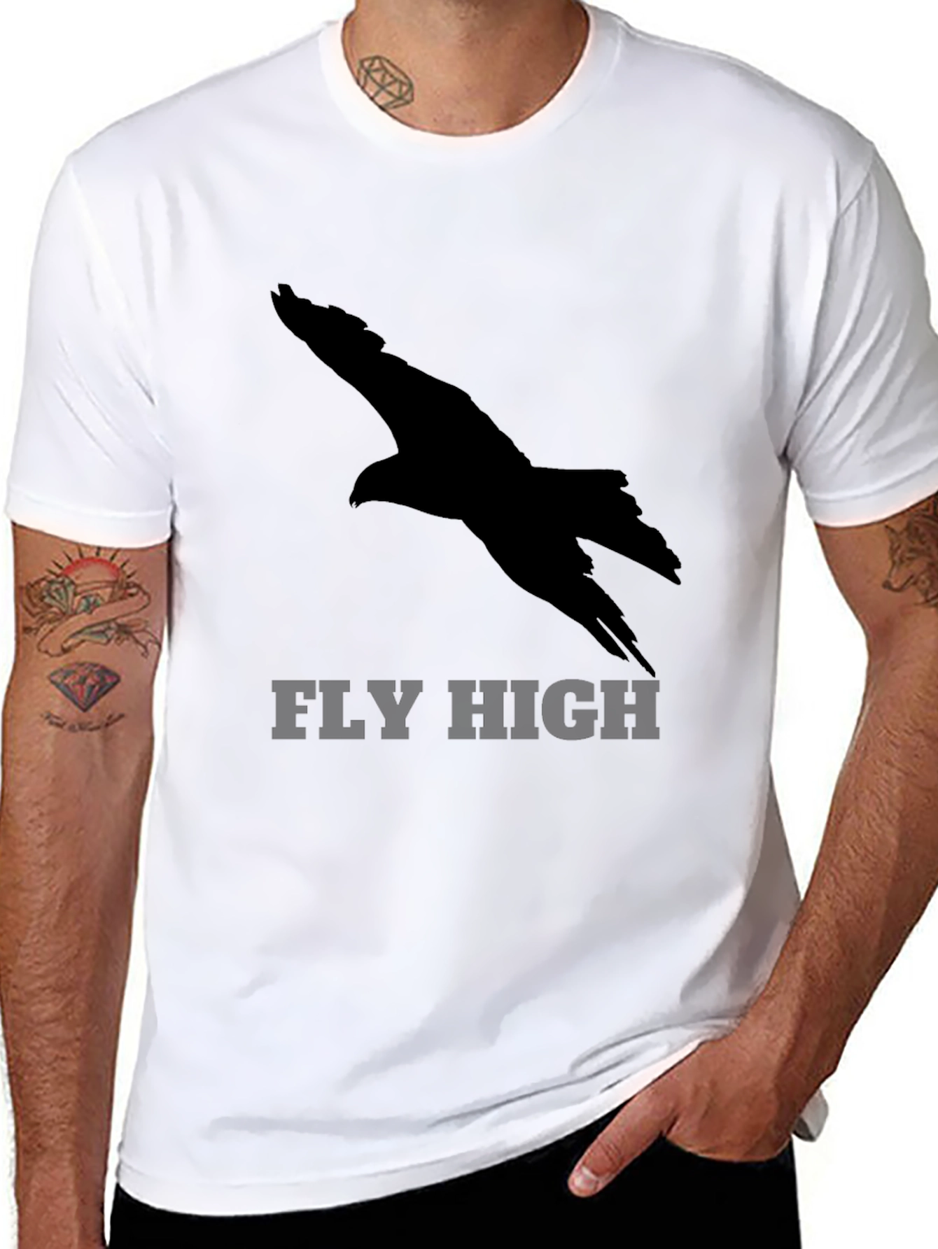 Fly High Eagle Graphic Black T-Shirt