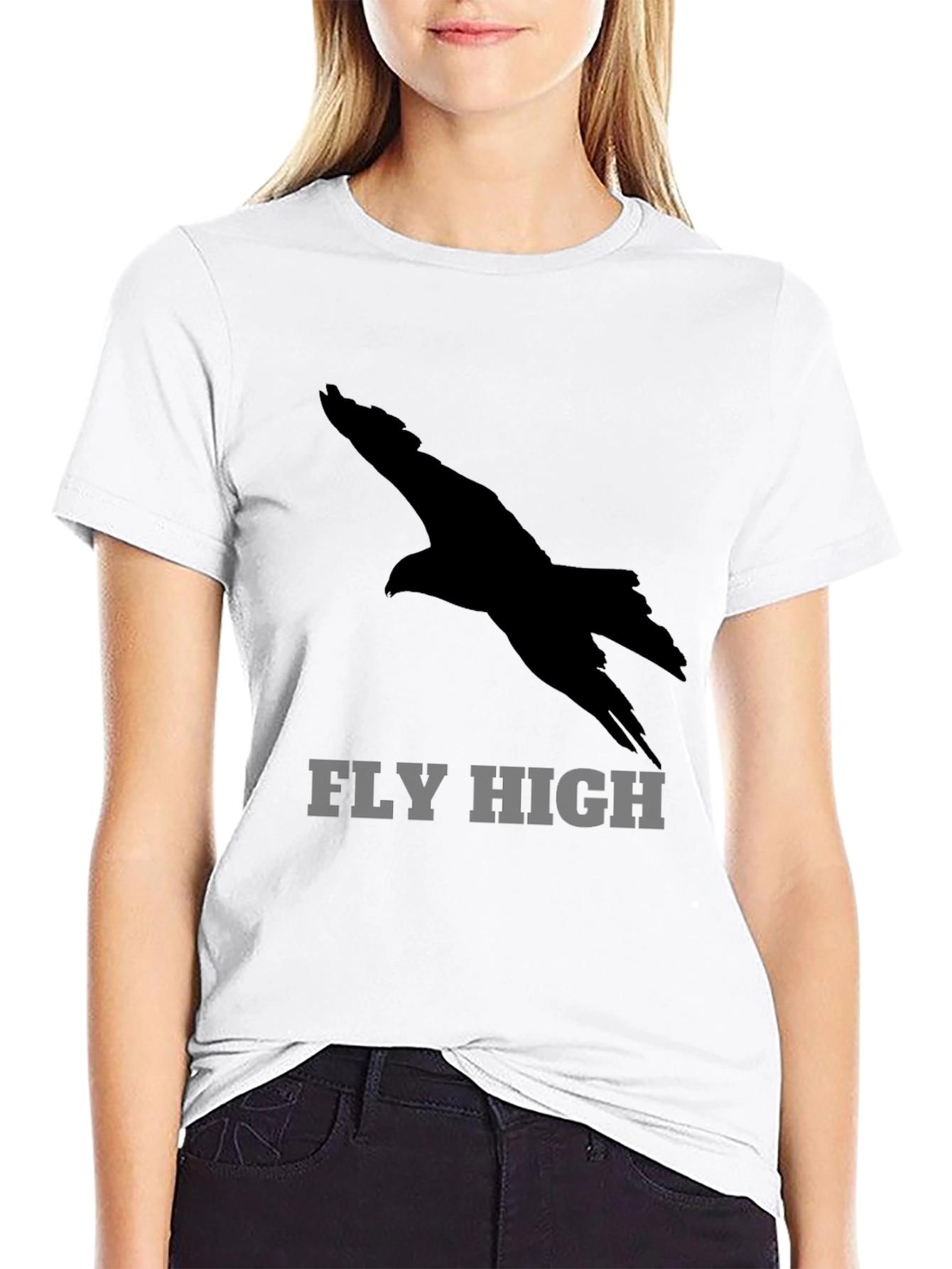 Fly High Eagle Graphic Black T-Shirt