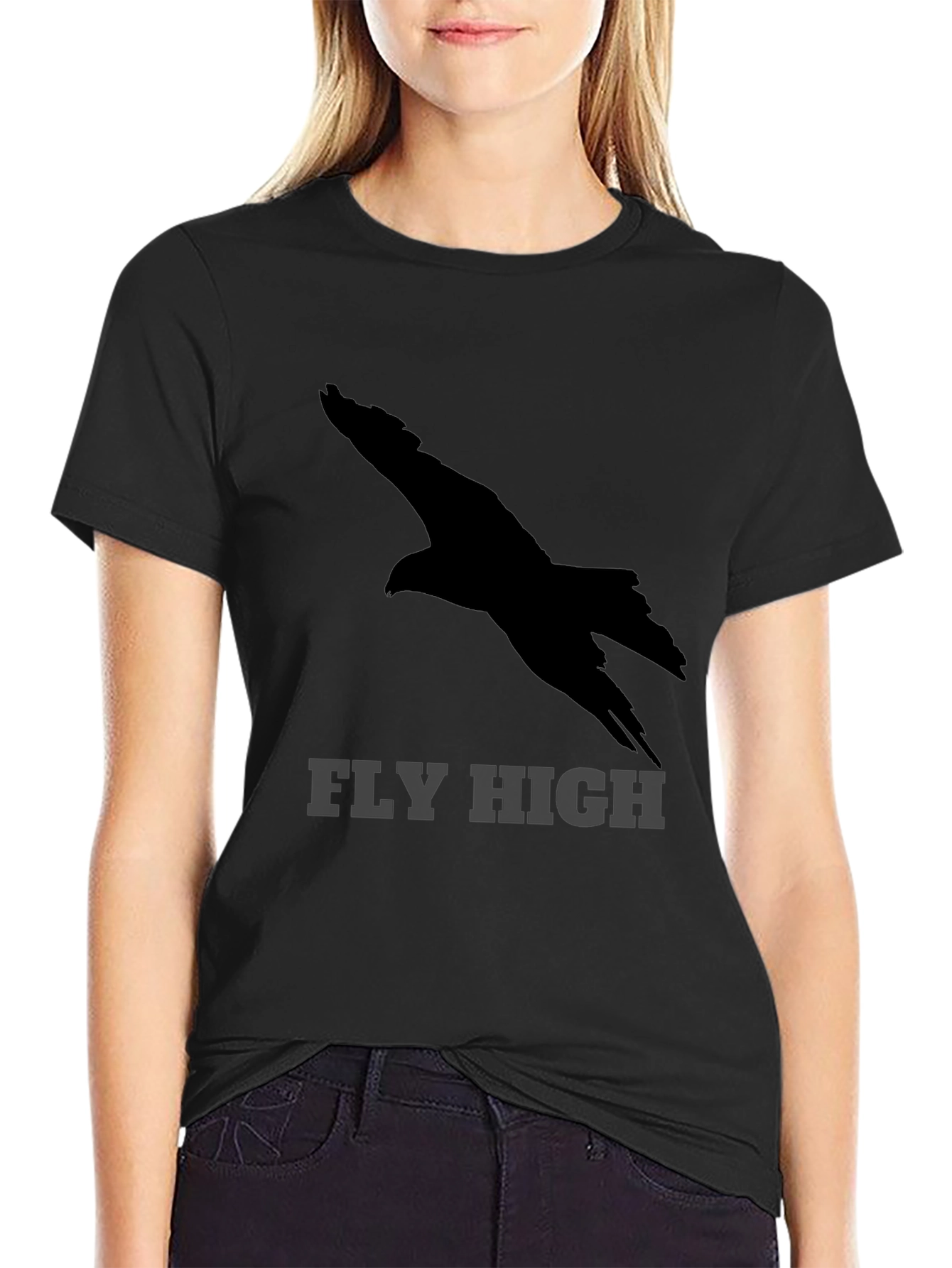 Fly High Eagle Graphic Black T-Shirt