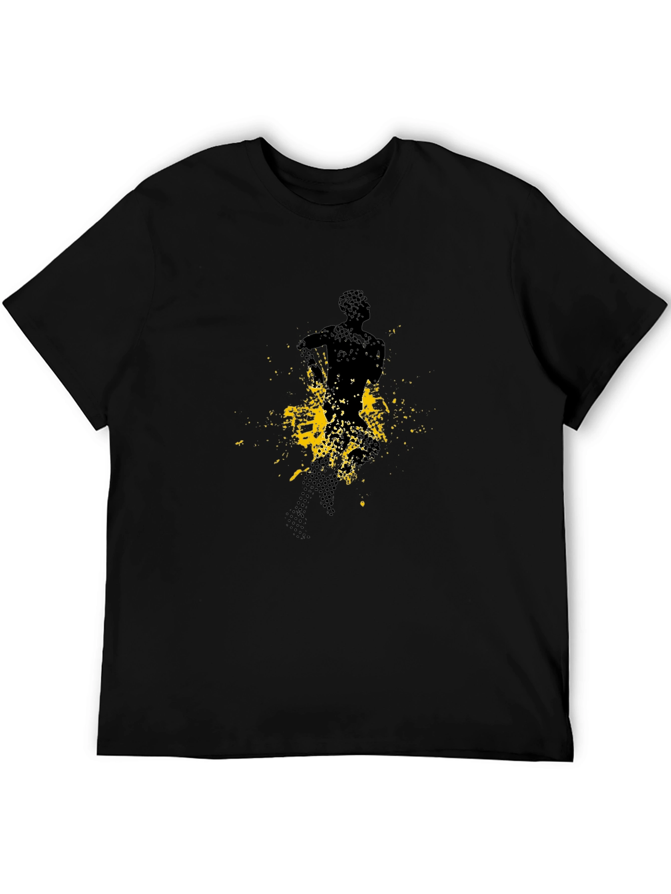 Mens Black Graphic Tee - Abstract Runner Design