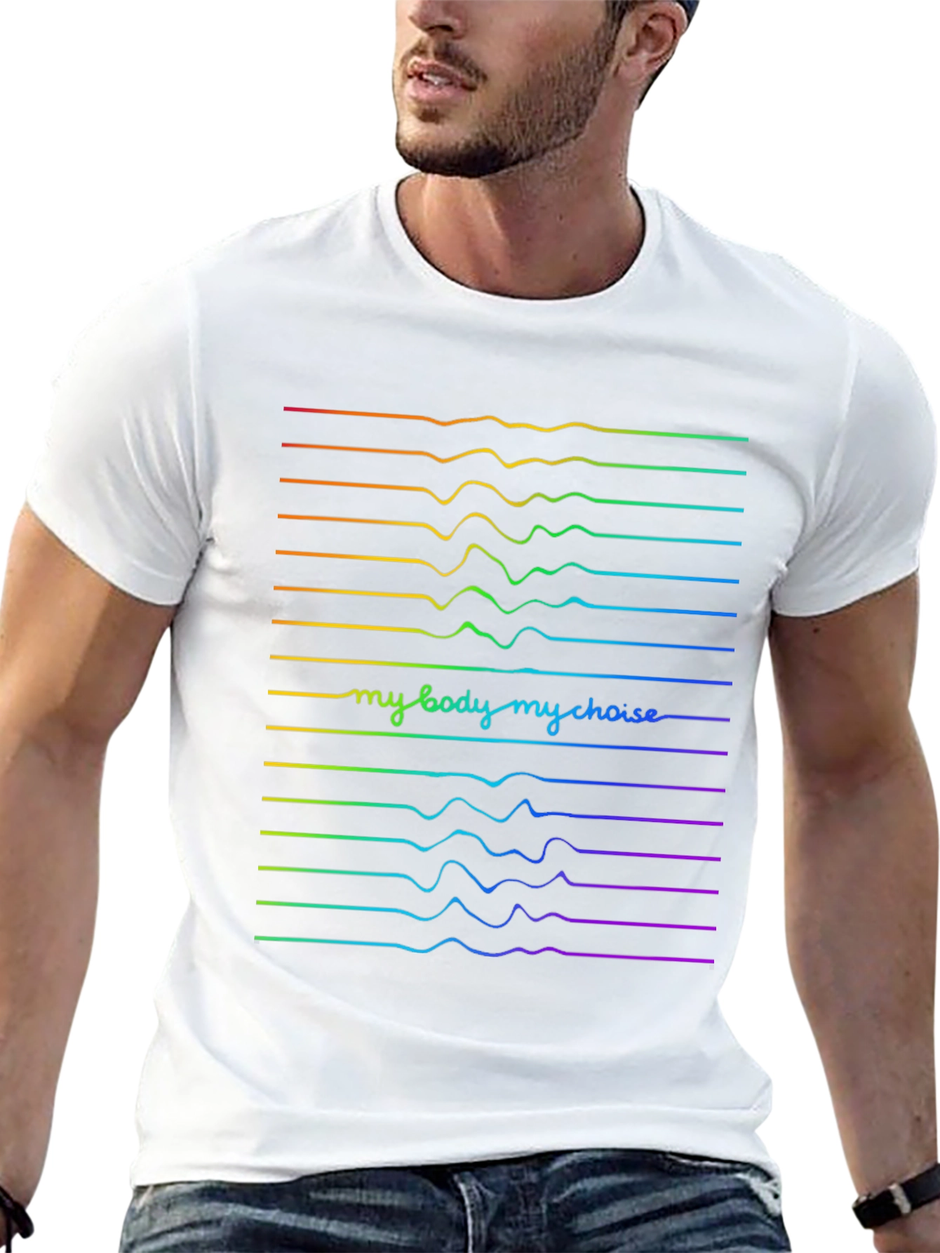My Body My Choice Rainbow Wave Tee