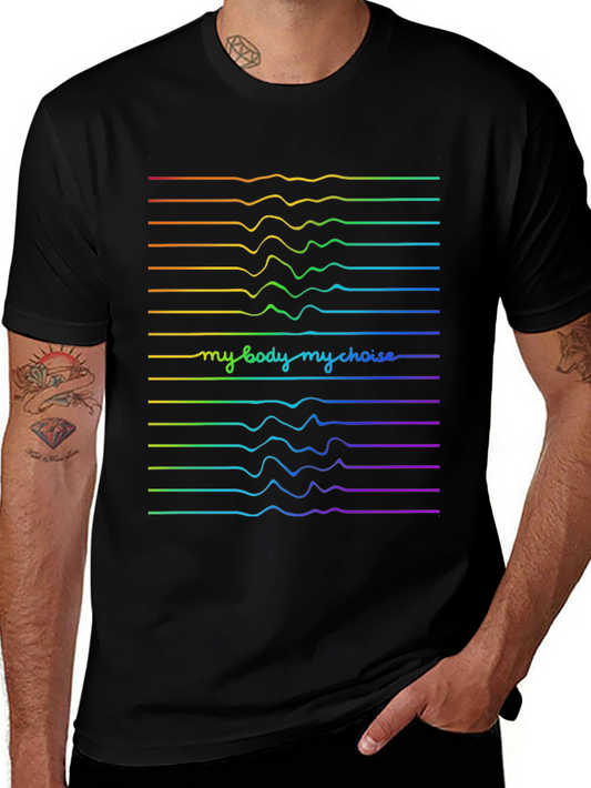 My Body My Choice Rainbow Wave Tee