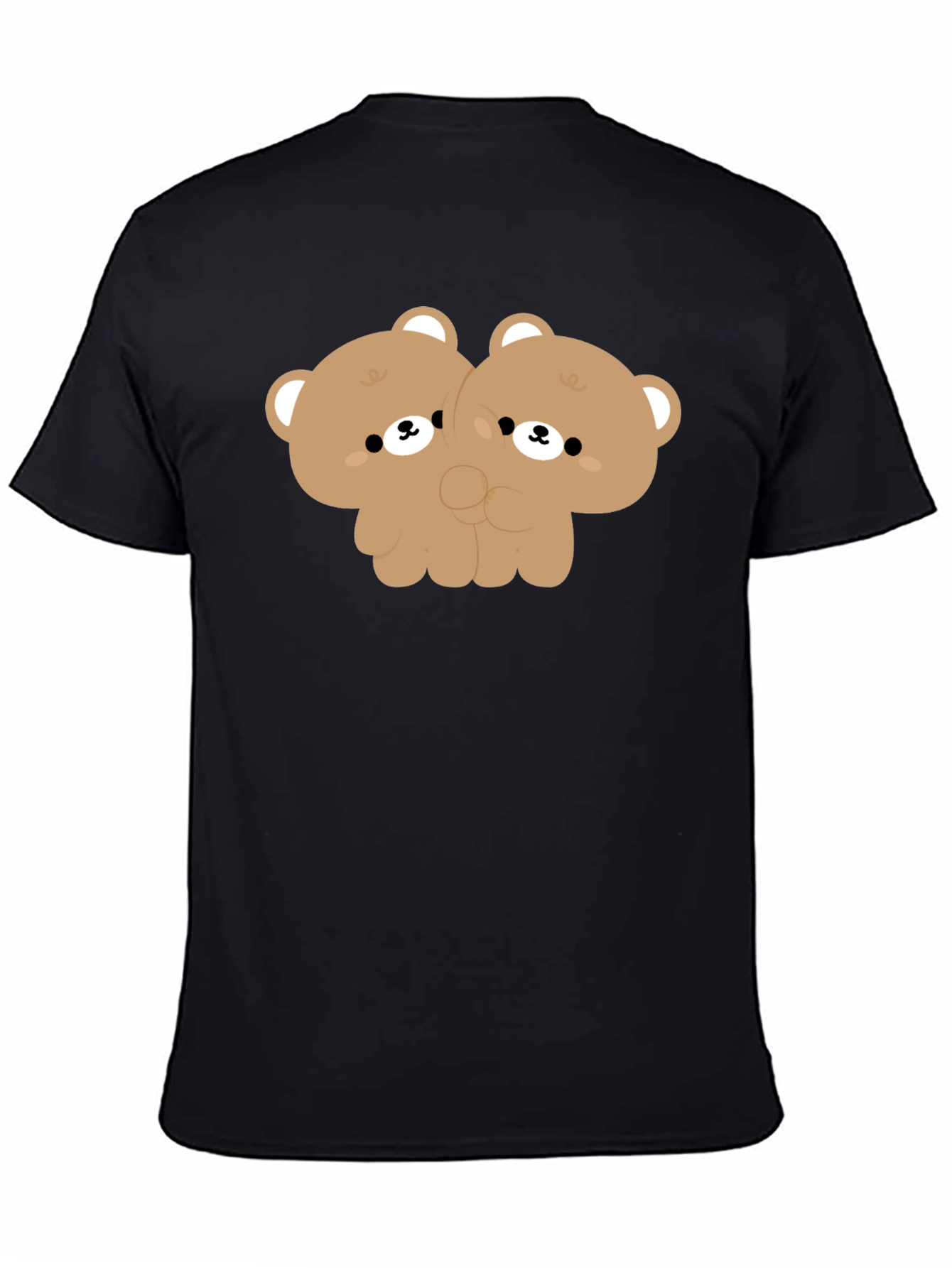 Cute Twin Bear Graphic Tee - Black