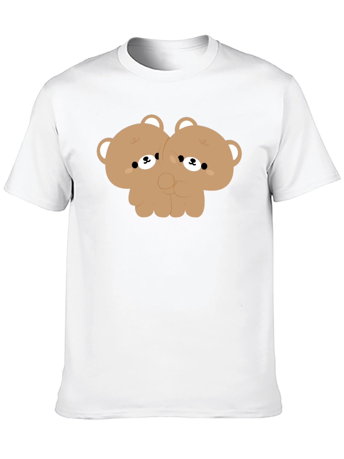 Cute Twin Bear Graphic Tee - Black