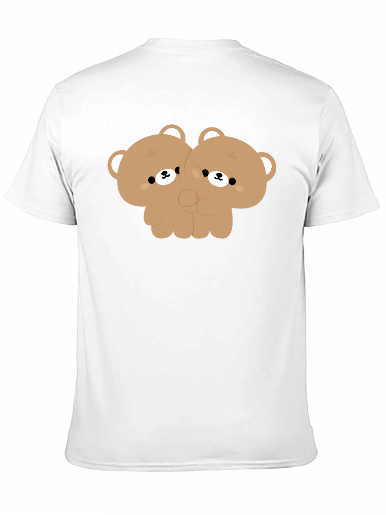 Cute Twin Bear Graphic Tee - Black