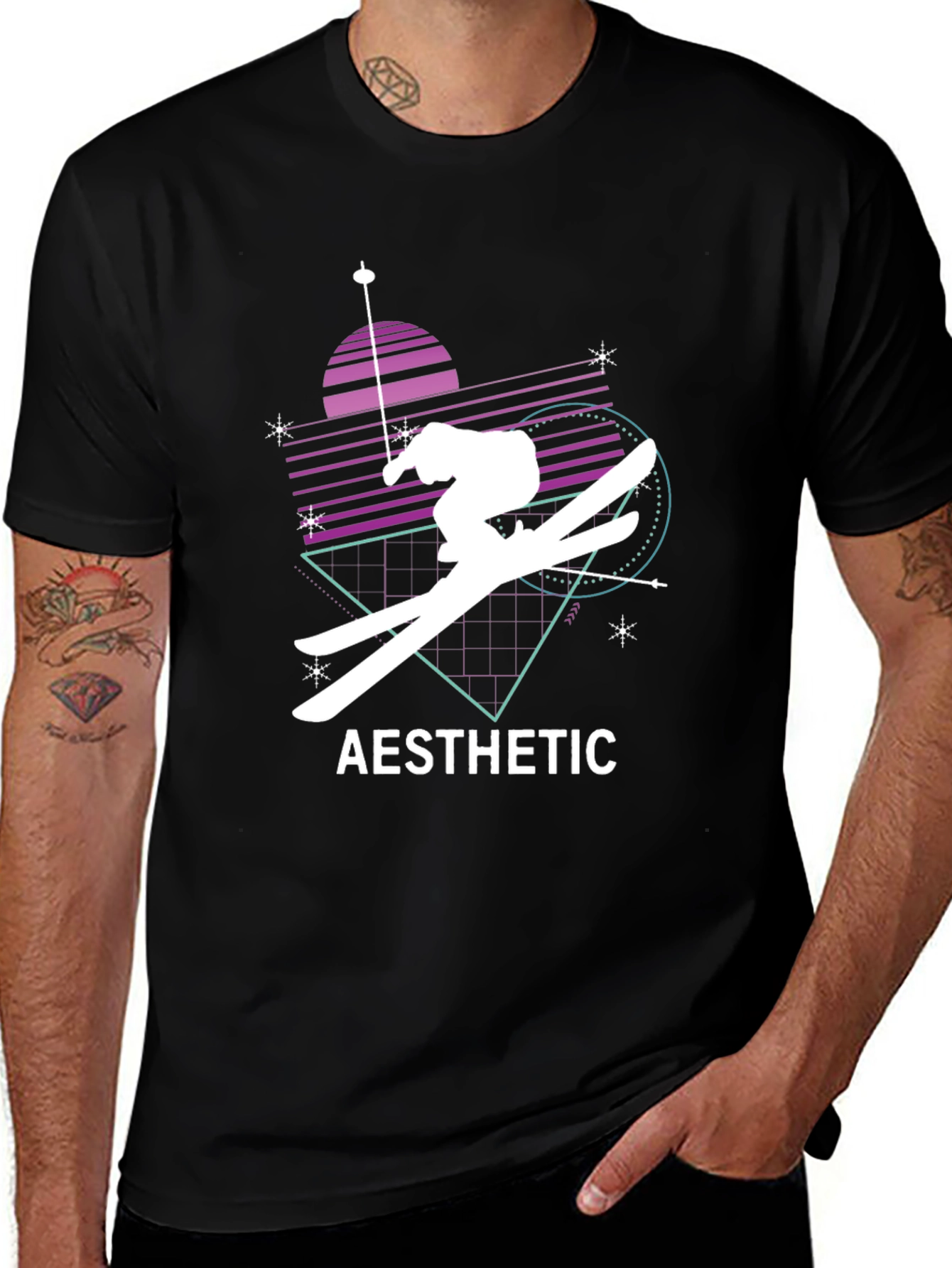 Aesthetic Skiing Graphic Tee - Black