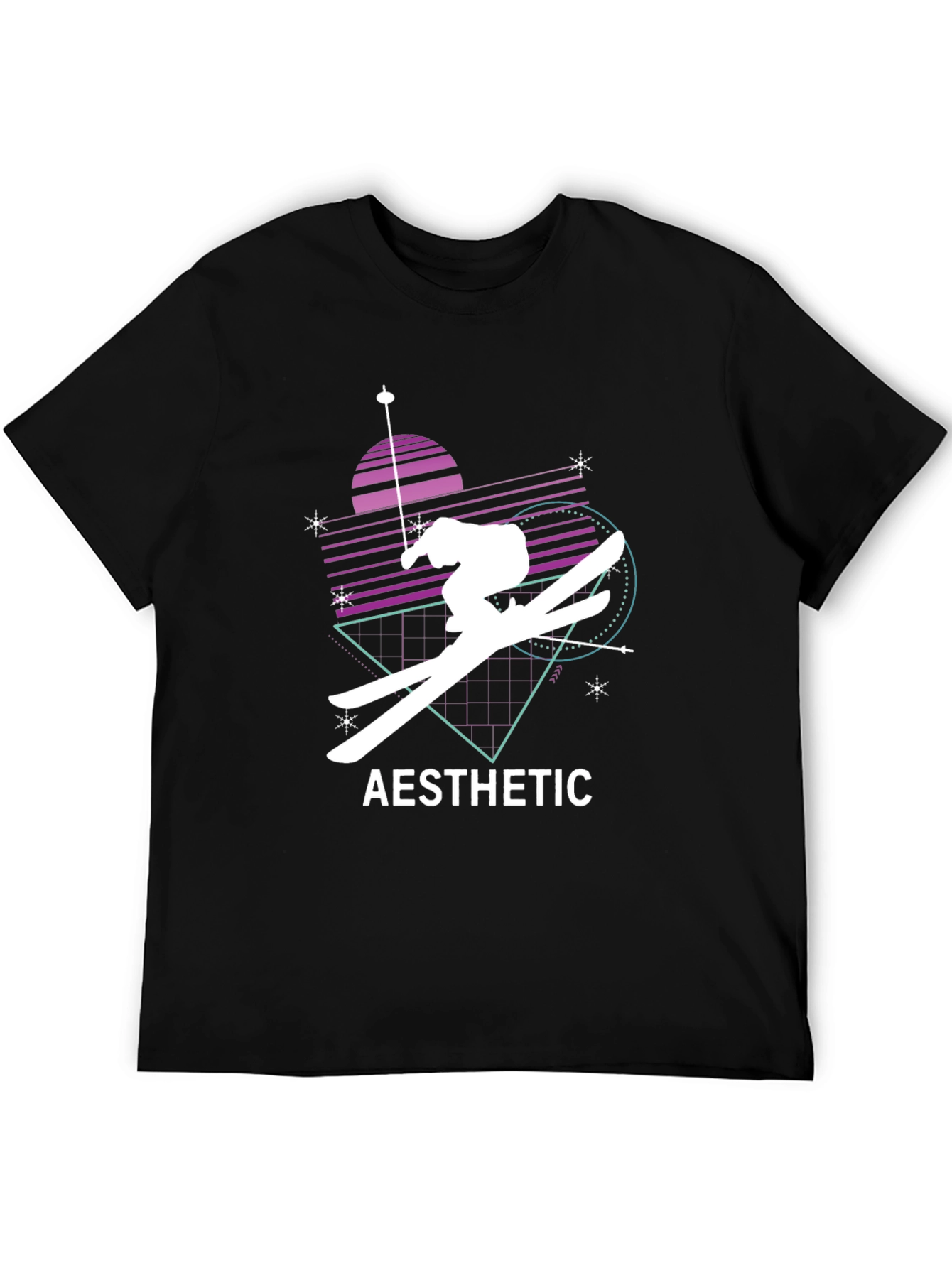 Aesthetic Skiing Graphic Tee - Black