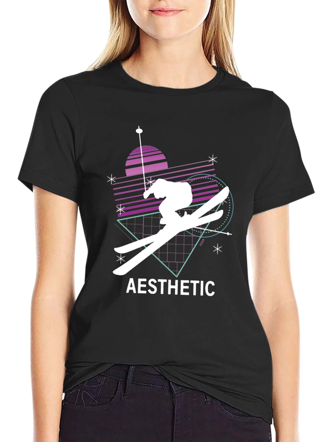 Aesthetic Skiing Graphic Tee - Black