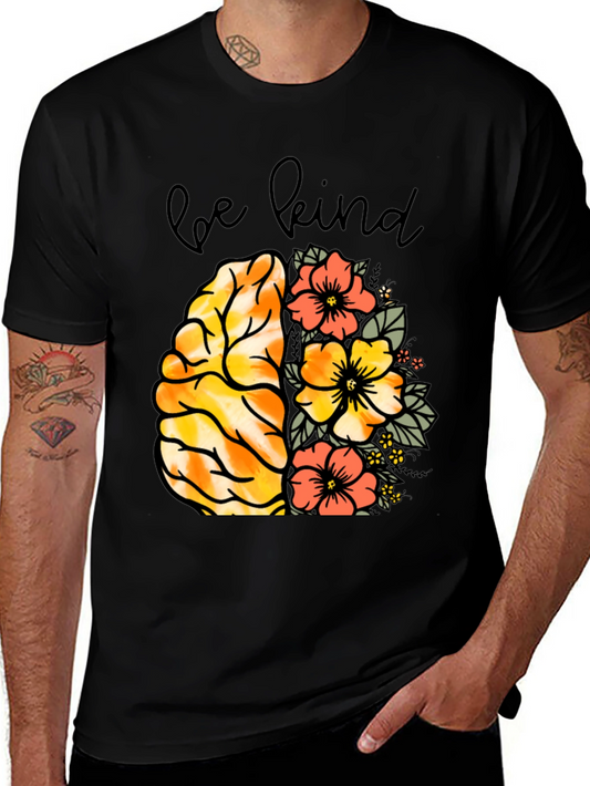 Be Kind Brain & Flowers Graphic Tee