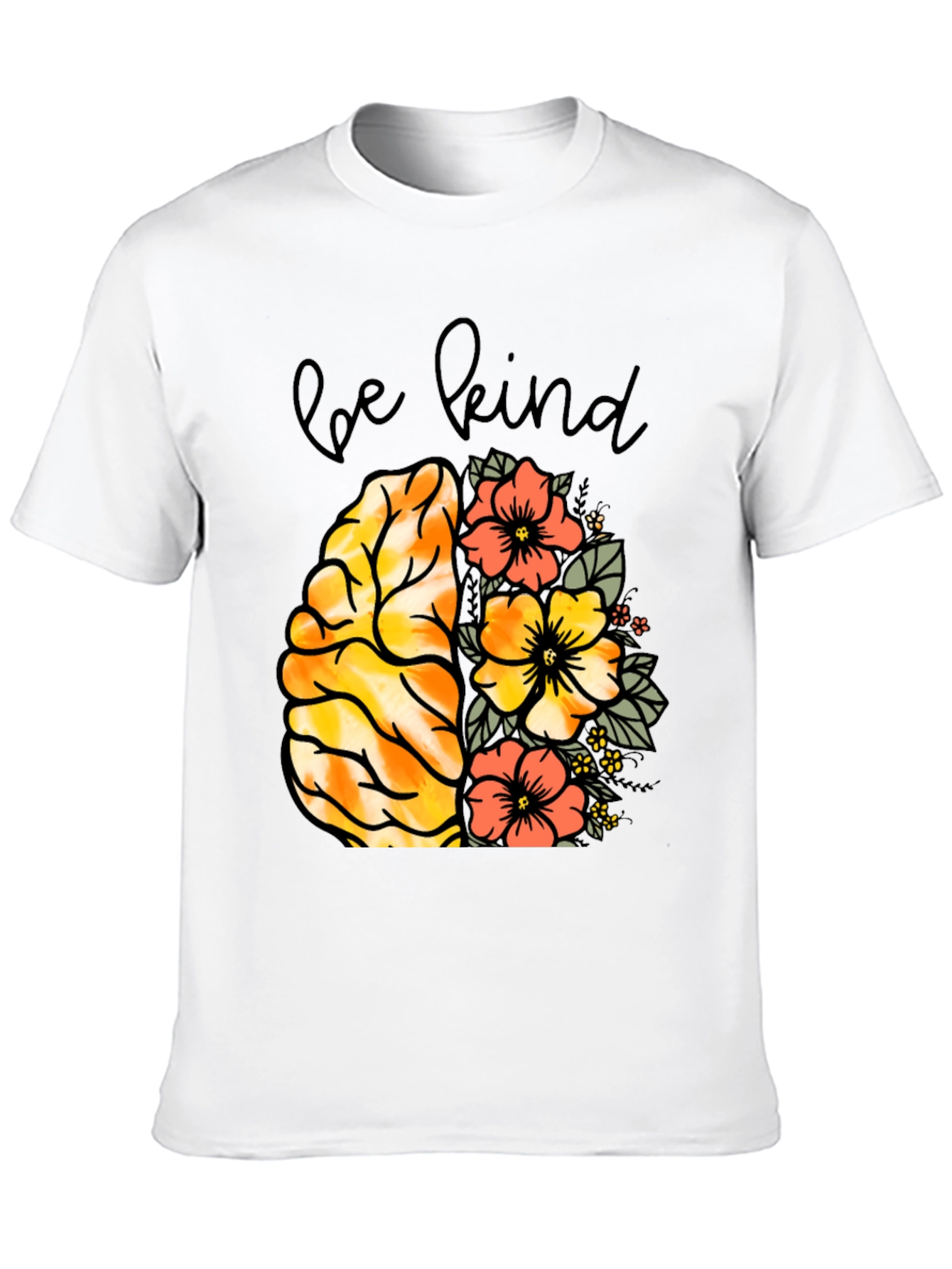 Be Kind Brain & Flowers Graphic Tee