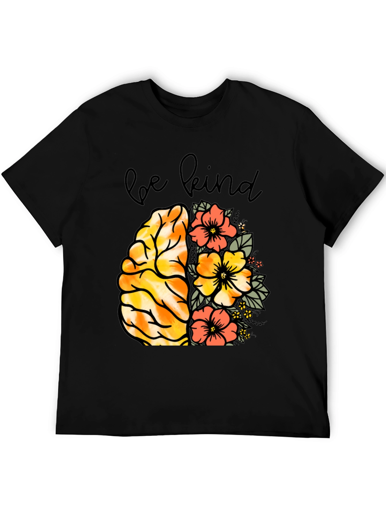 Be Kind Brain & Flowers Graphic Tee