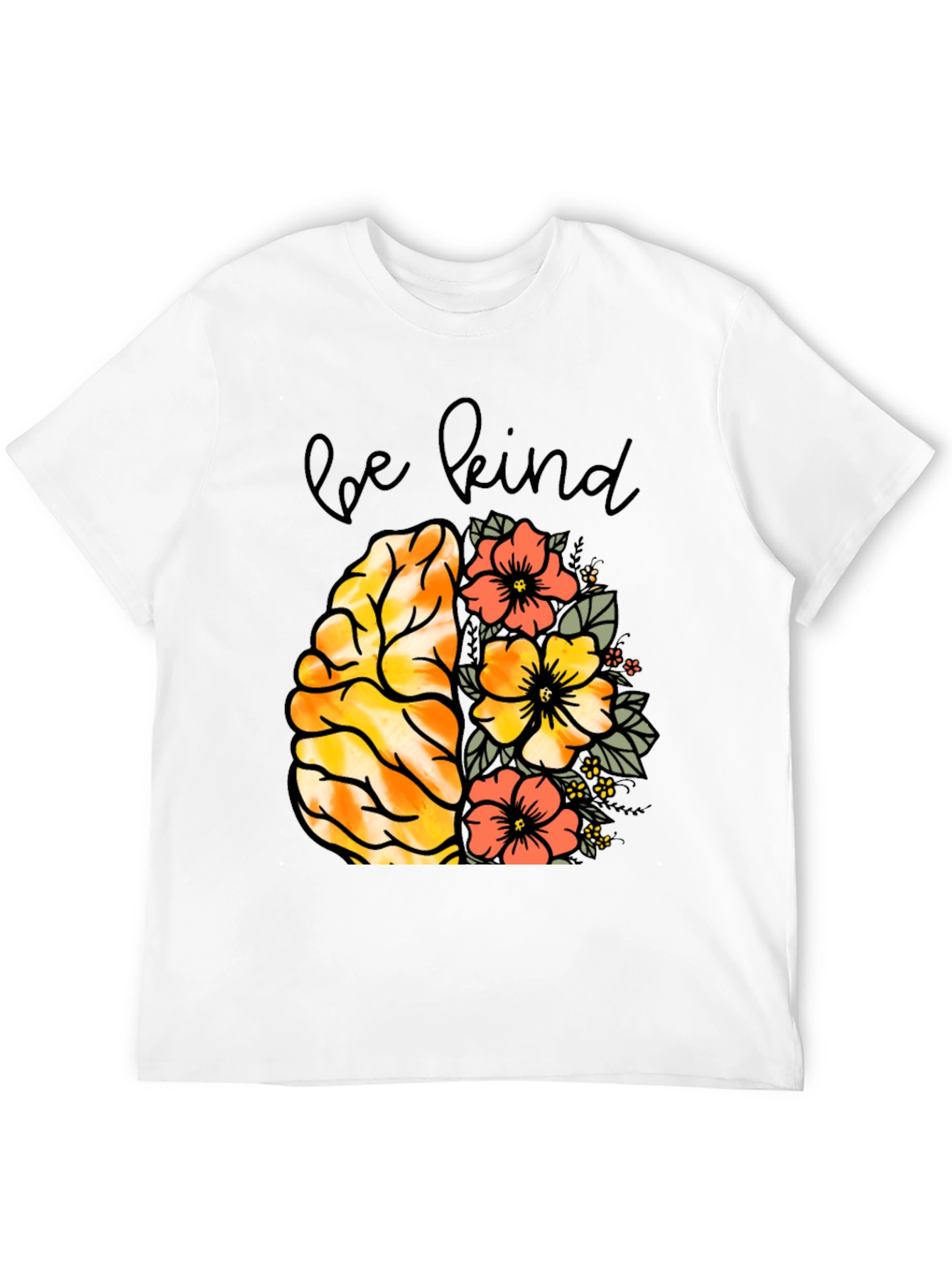 Be Kind Brain & Flowers Graphic Tee