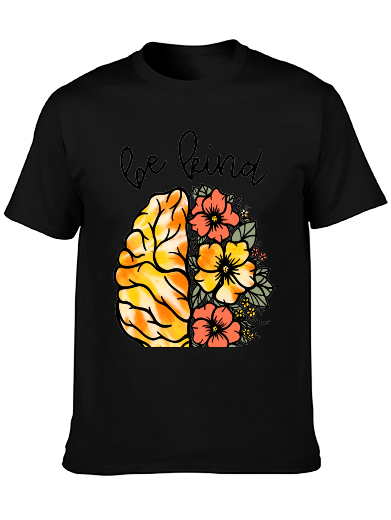 Be Kind Brain & Flowers Graphic Tee