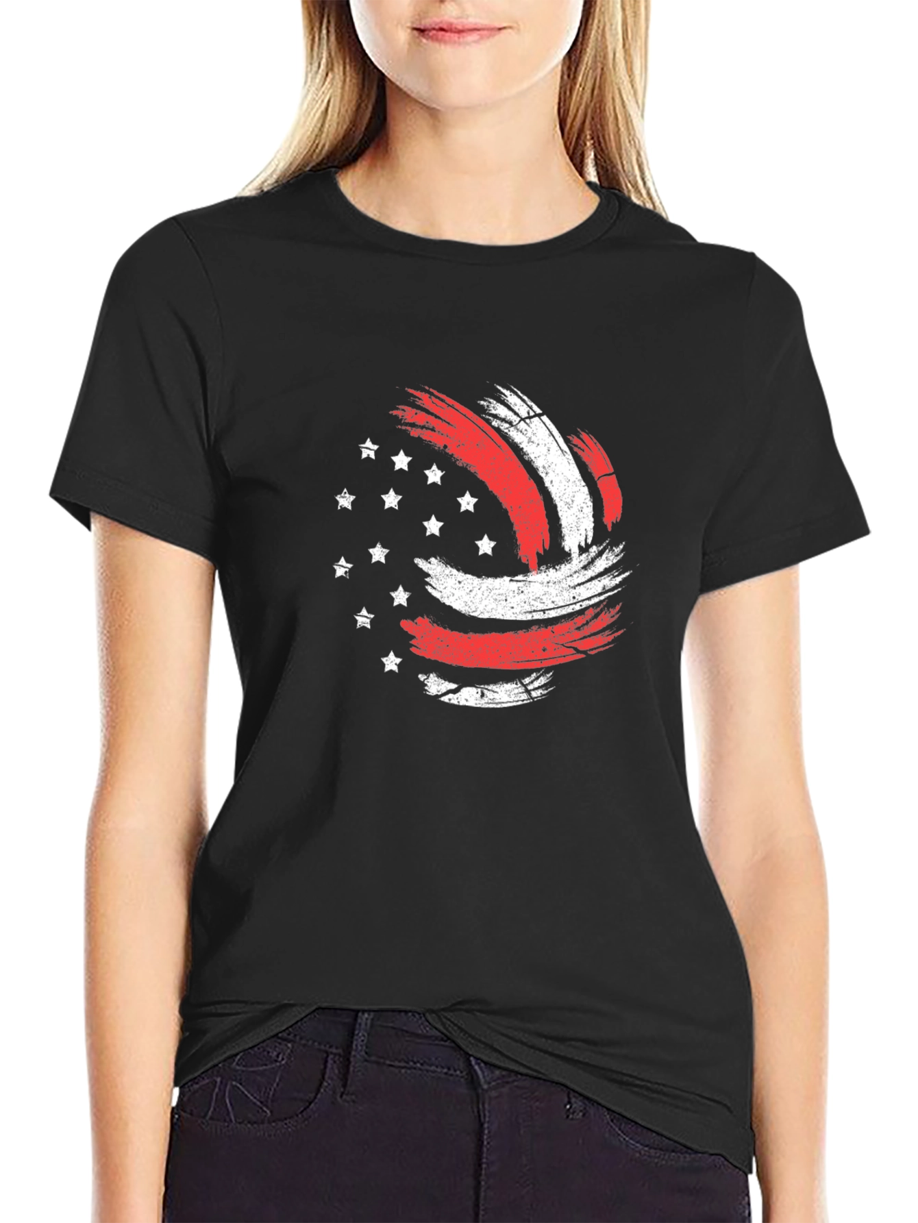 Patriotic Volleyball Graphic Tee - USA Pride