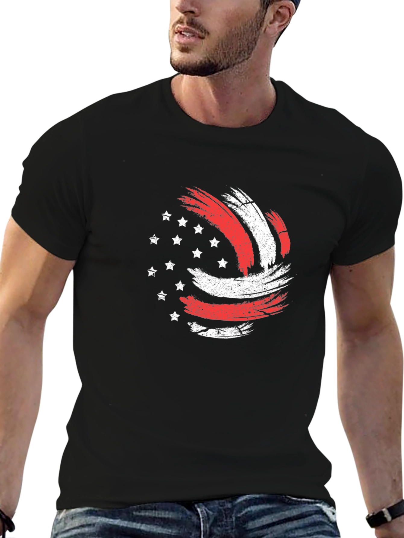 Patriotic Volleyball Graphic Tee - USA Pride