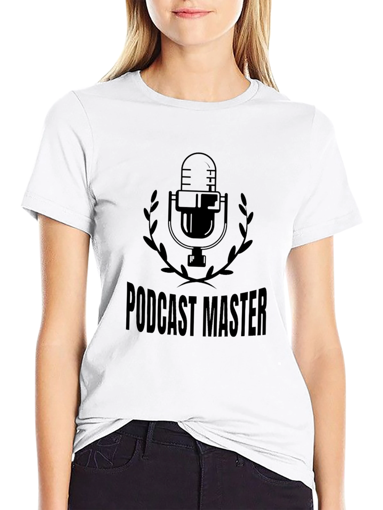 Podcast Master Black T-Shirt - Microphone Design