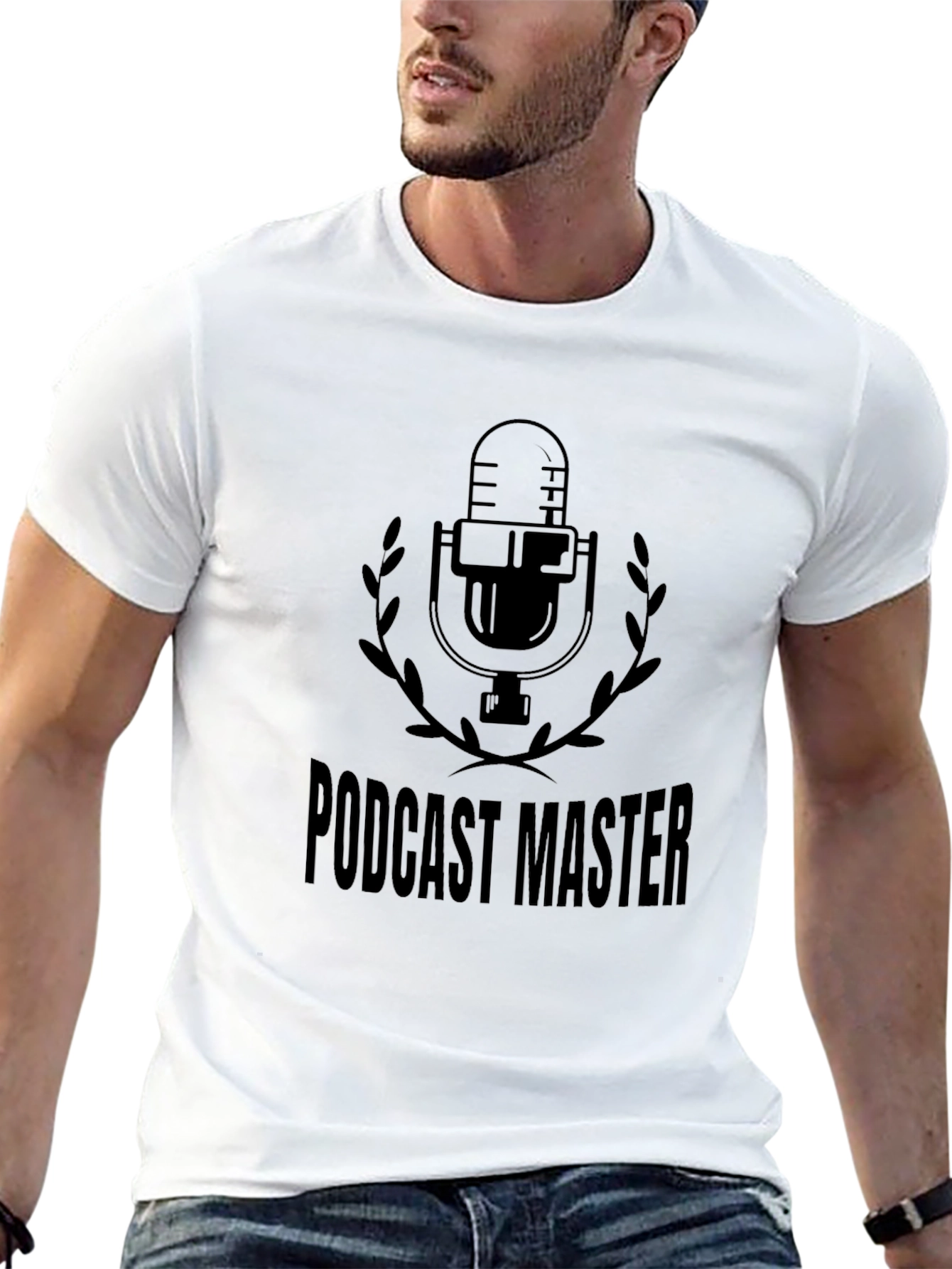 Podcast Master Black T-Shirt - Microphone Design