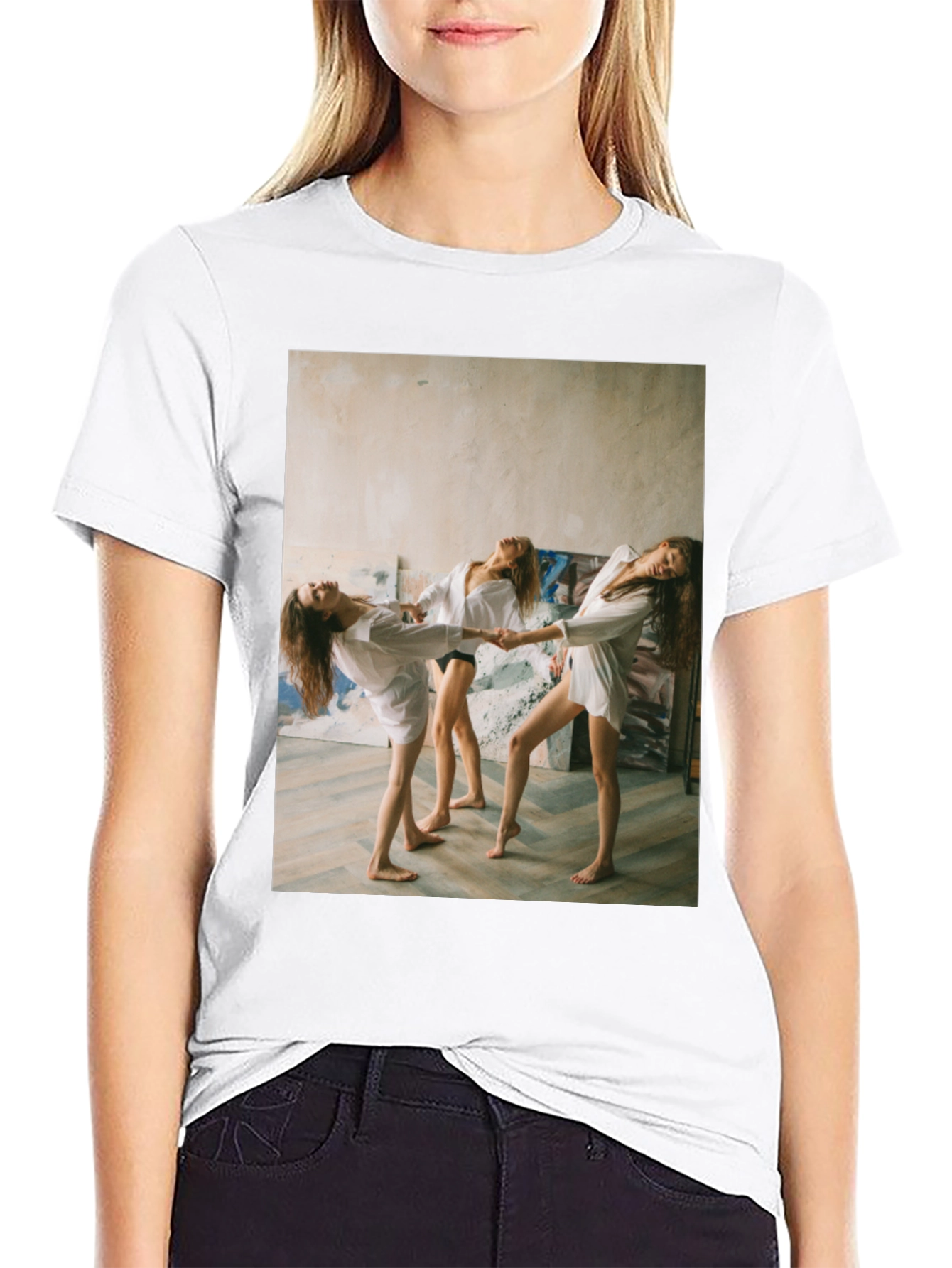 Unique Graphic T-Shirt - Women Dancing Design