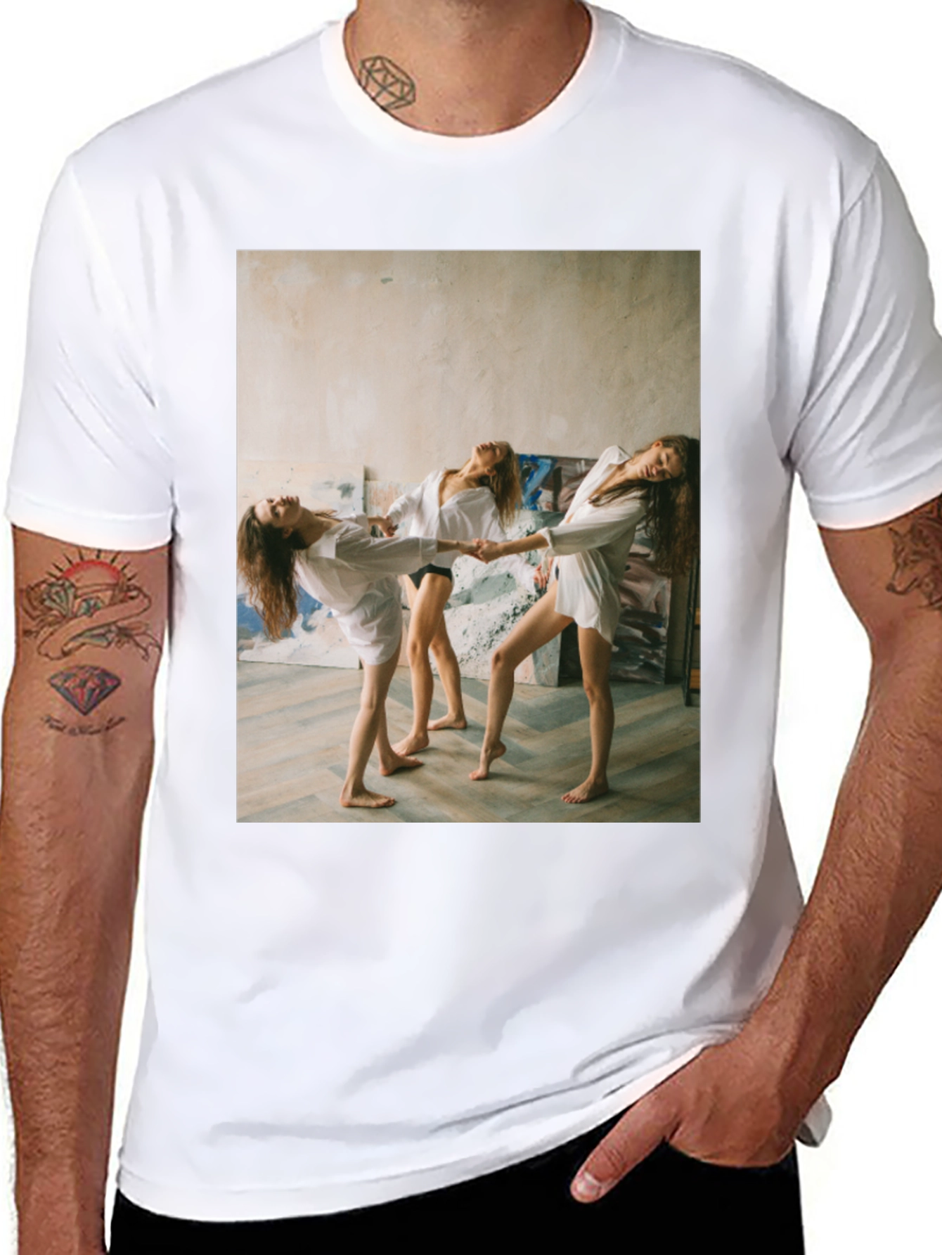 Unique Graphic T-Shirt - Women Dancing Design