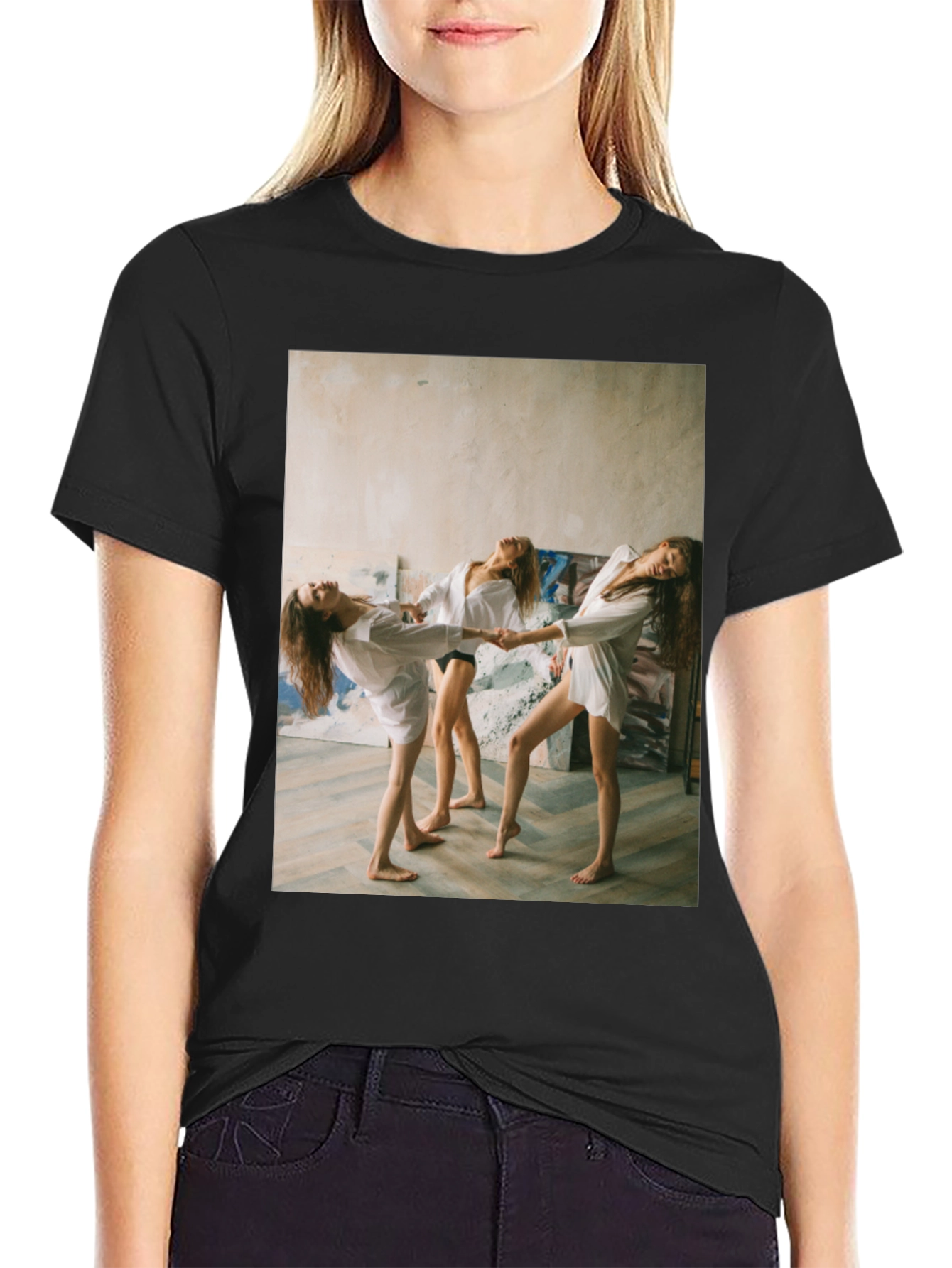 Unique Graphic T-Shirt - Women Dancing Design