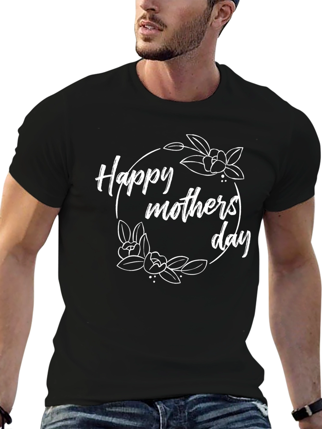 Happy Mothers Day Graphic Tee - Black