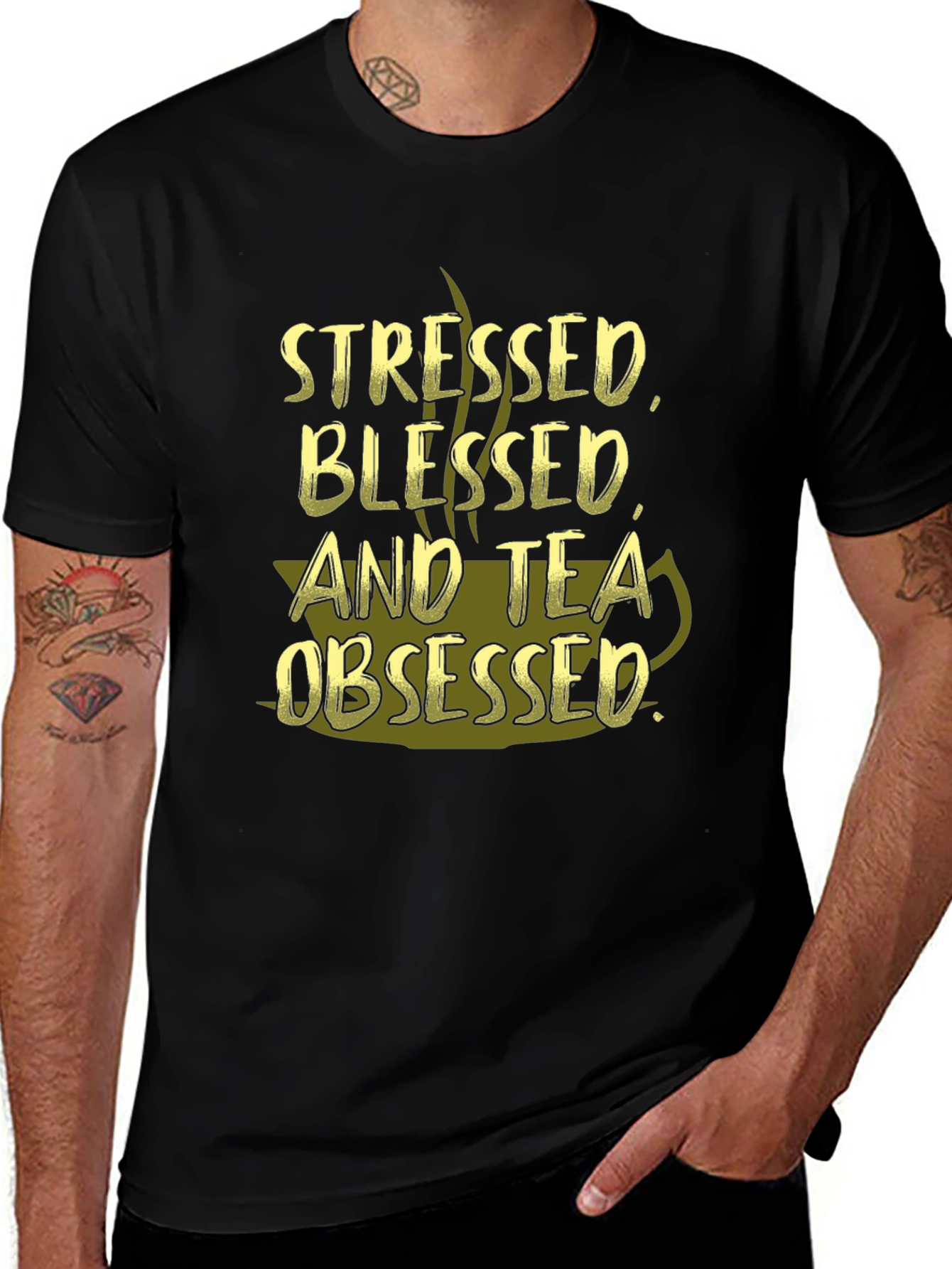 Stressed Blessed and Tea Obsessed Graphic T-Shirt