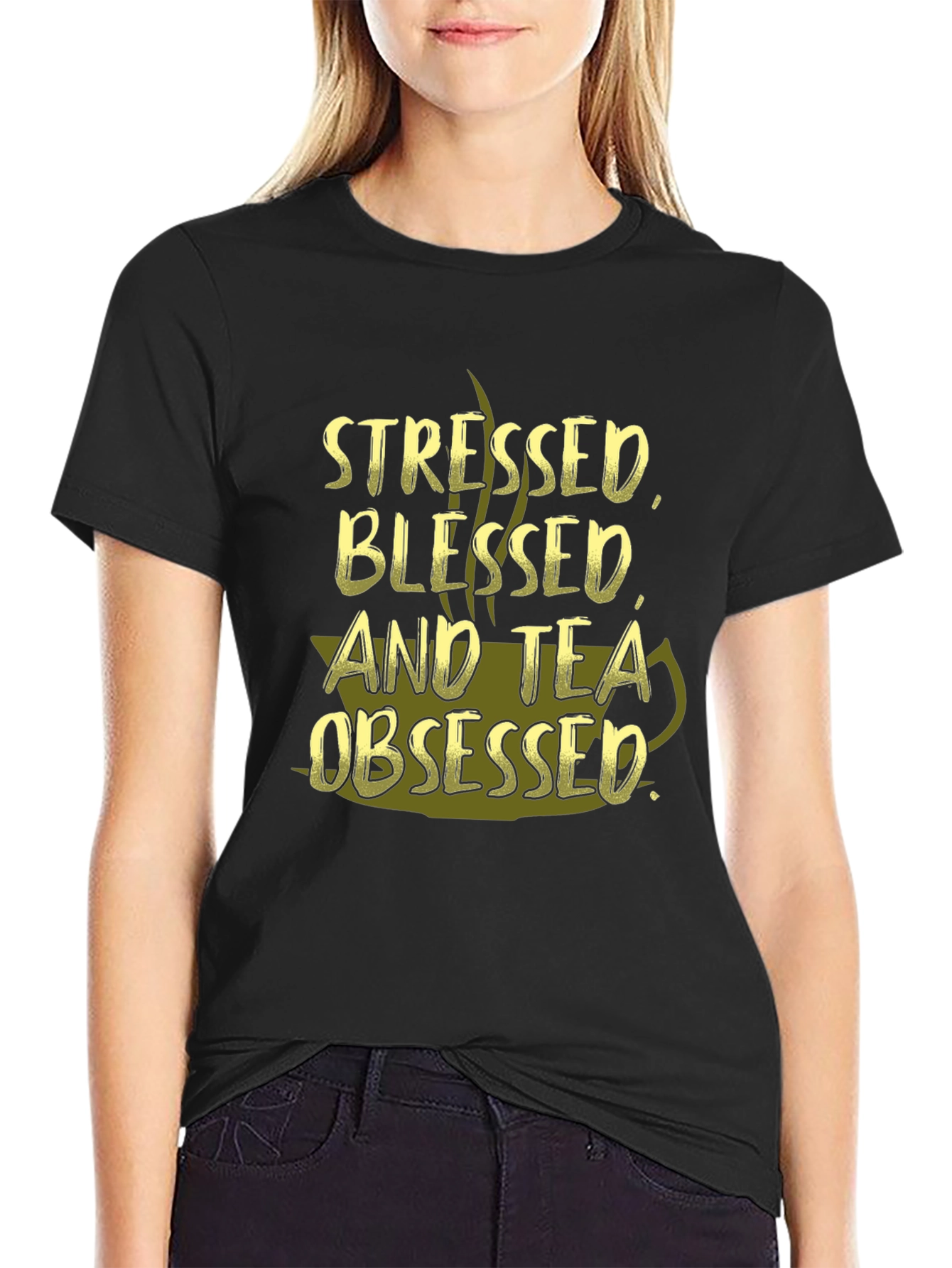 Stressed Blessed and Tea Obsessed Graphic T-Shirt