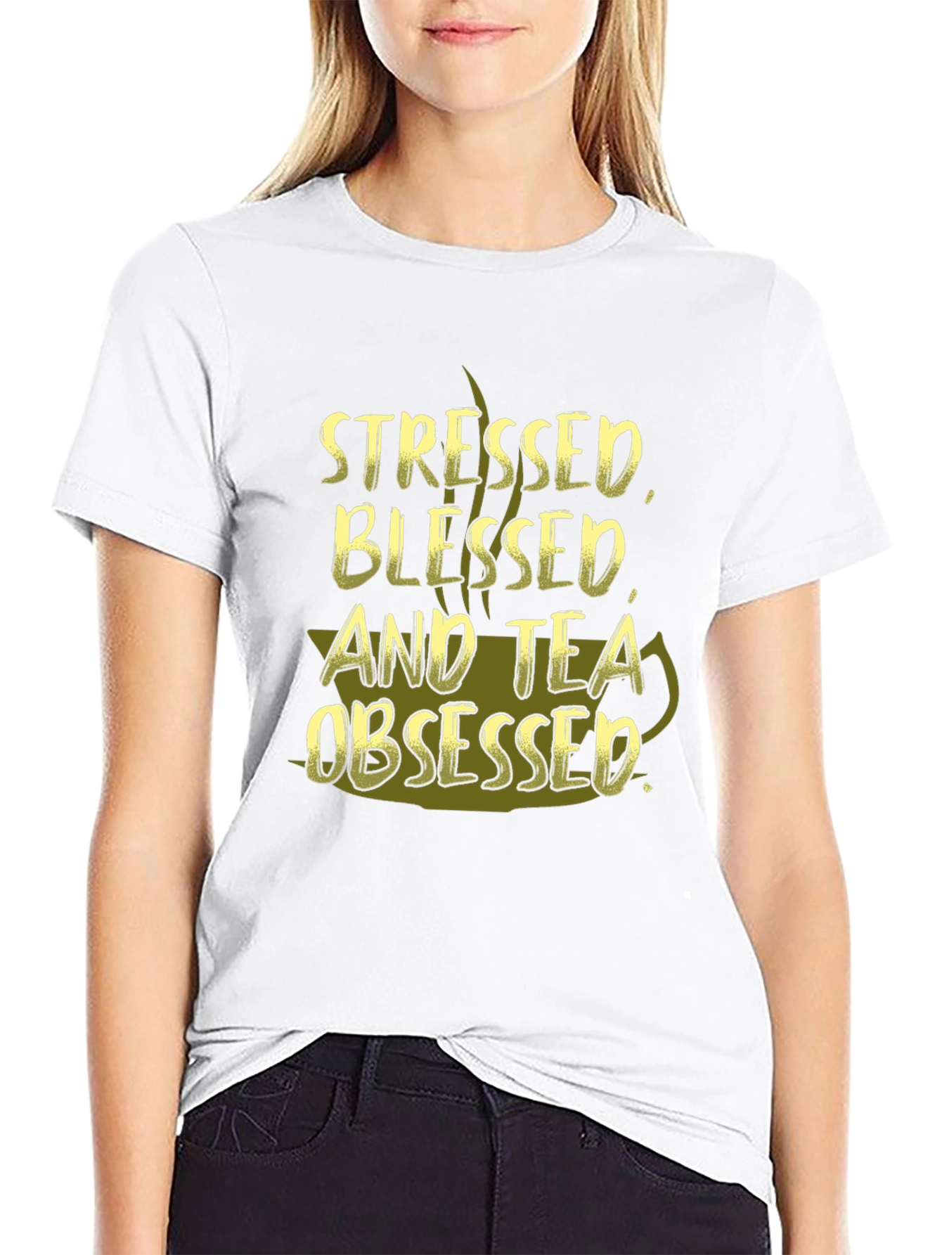 Stressed Blessed and Tea Obsessed Graphic T-Shirt