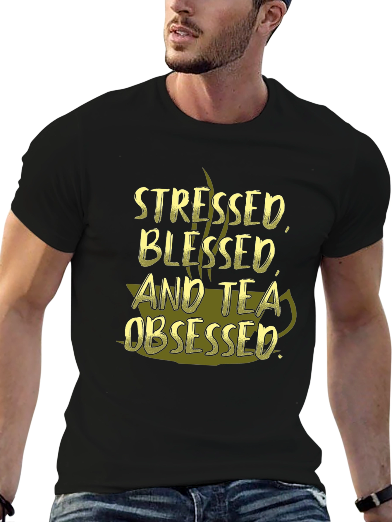 Stressed Blessed and Tea Obsessed Graphic T-Shirt