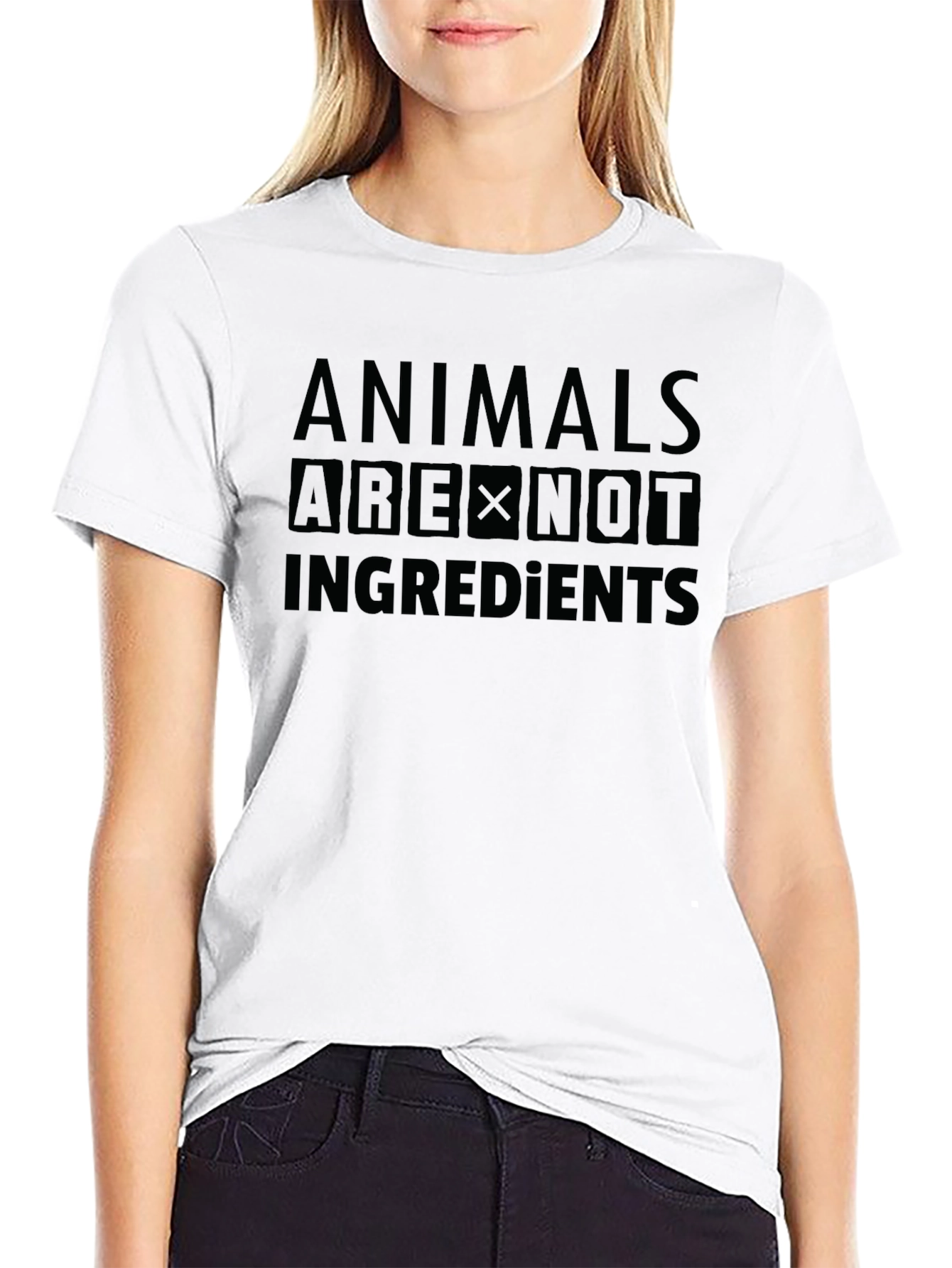 Animals Are Not Ingredients Black T-Shirt Vegan Statement Tee