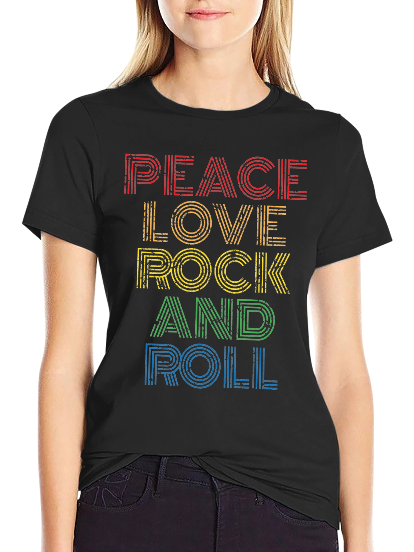 Peace Love Rock and Roll Graphic Tee