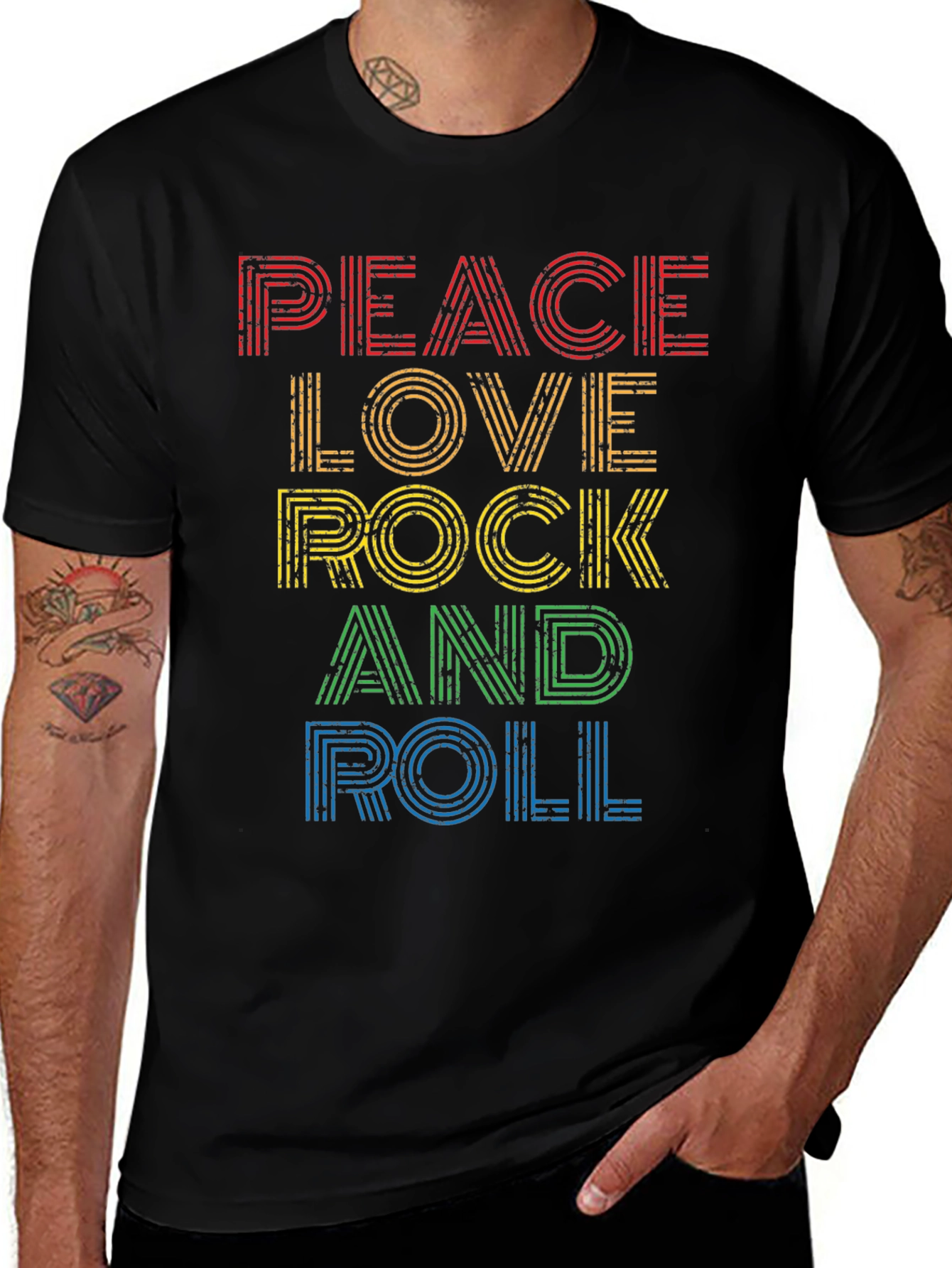 Peace Love Rock and Roll Graphic Tee