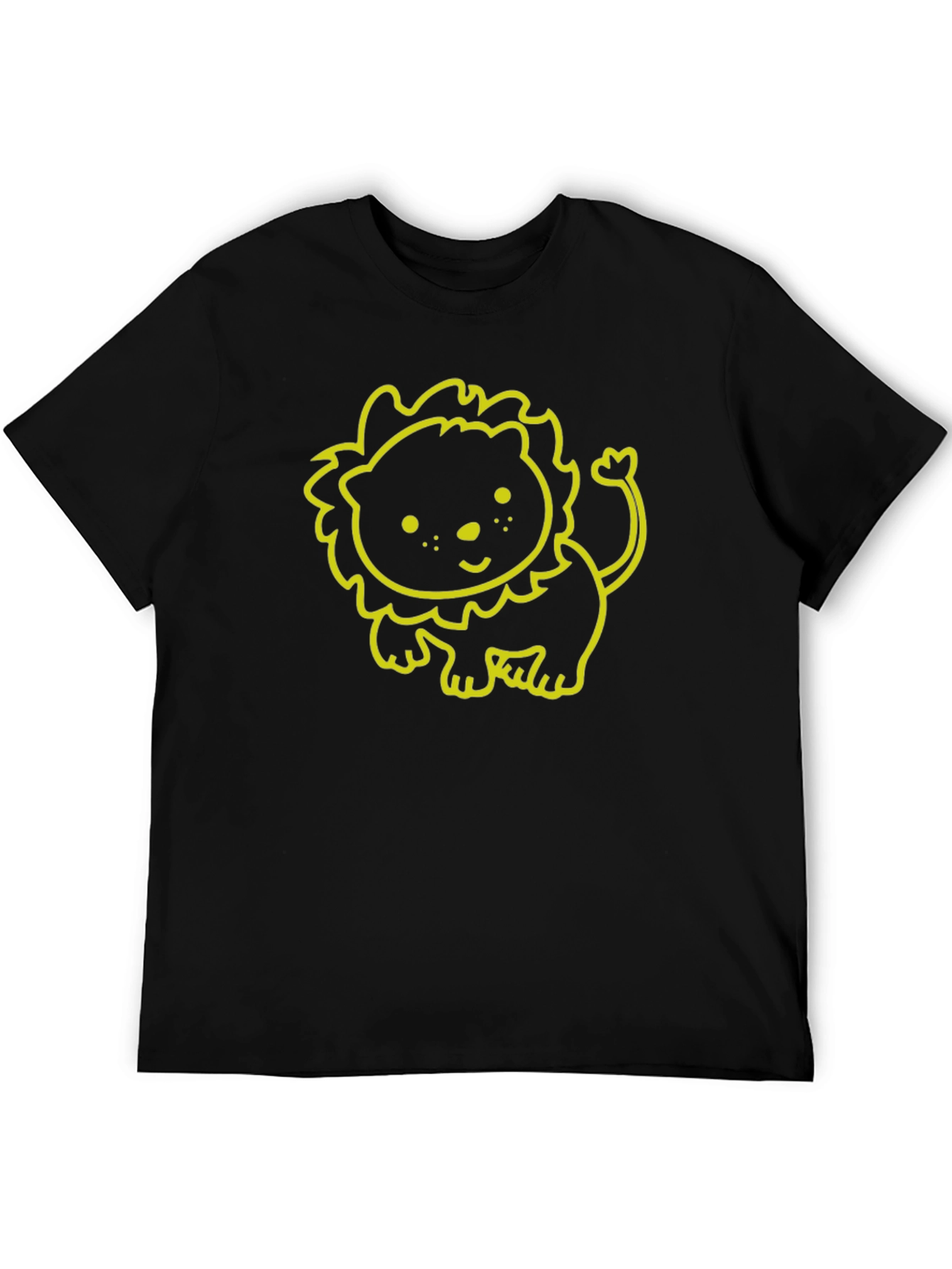 Cute Lion Graphic Tee - Soft Black Cotton T-Shirt