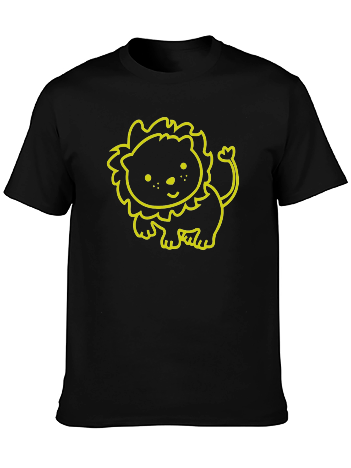 Cute Lion Graphic Tee - Soft Black Cotton T-Shirt