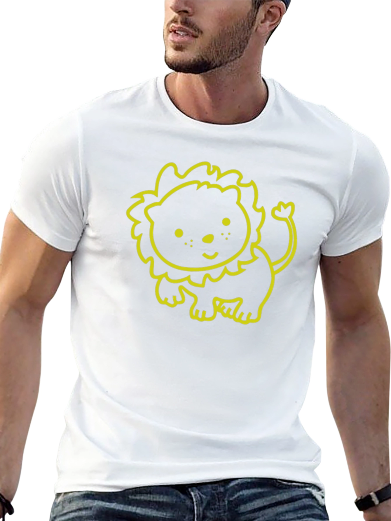 Cute Lion Graphic Tee - Soft Black Cotton T-Shirt