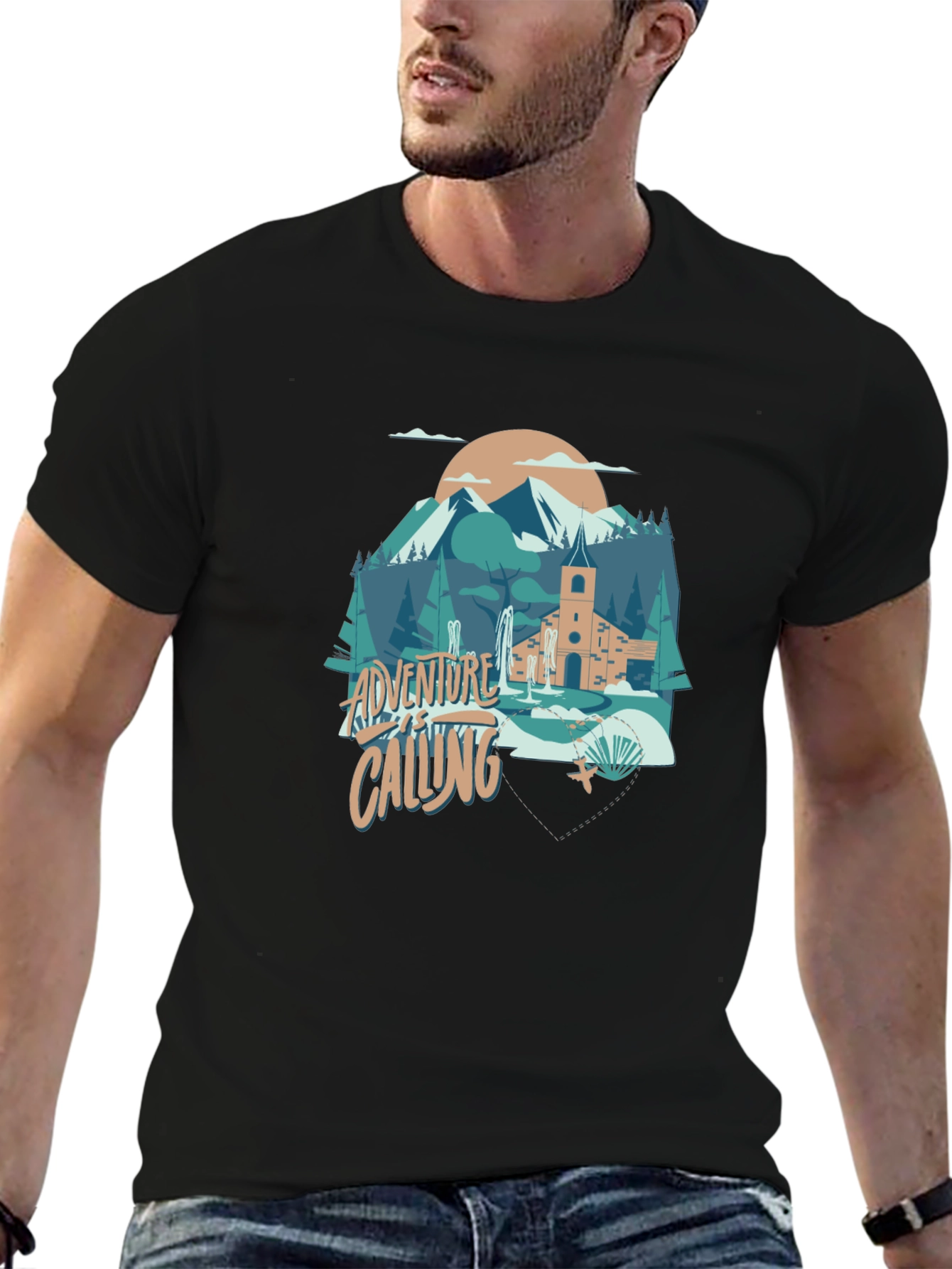 Adventure Calling Graphic Tee - Black